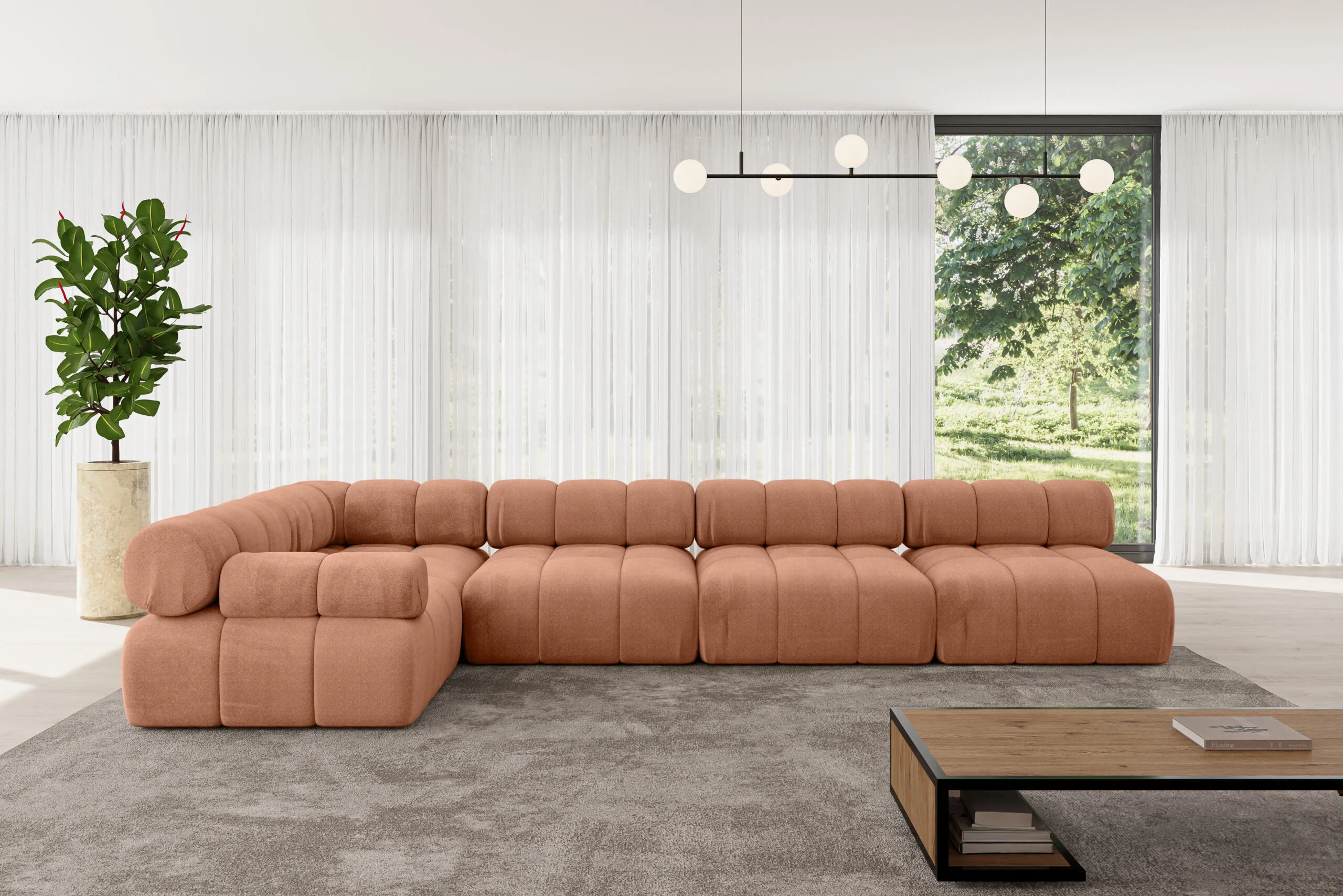 Ecksofa Mende-L3 Apricot - Monolith 61