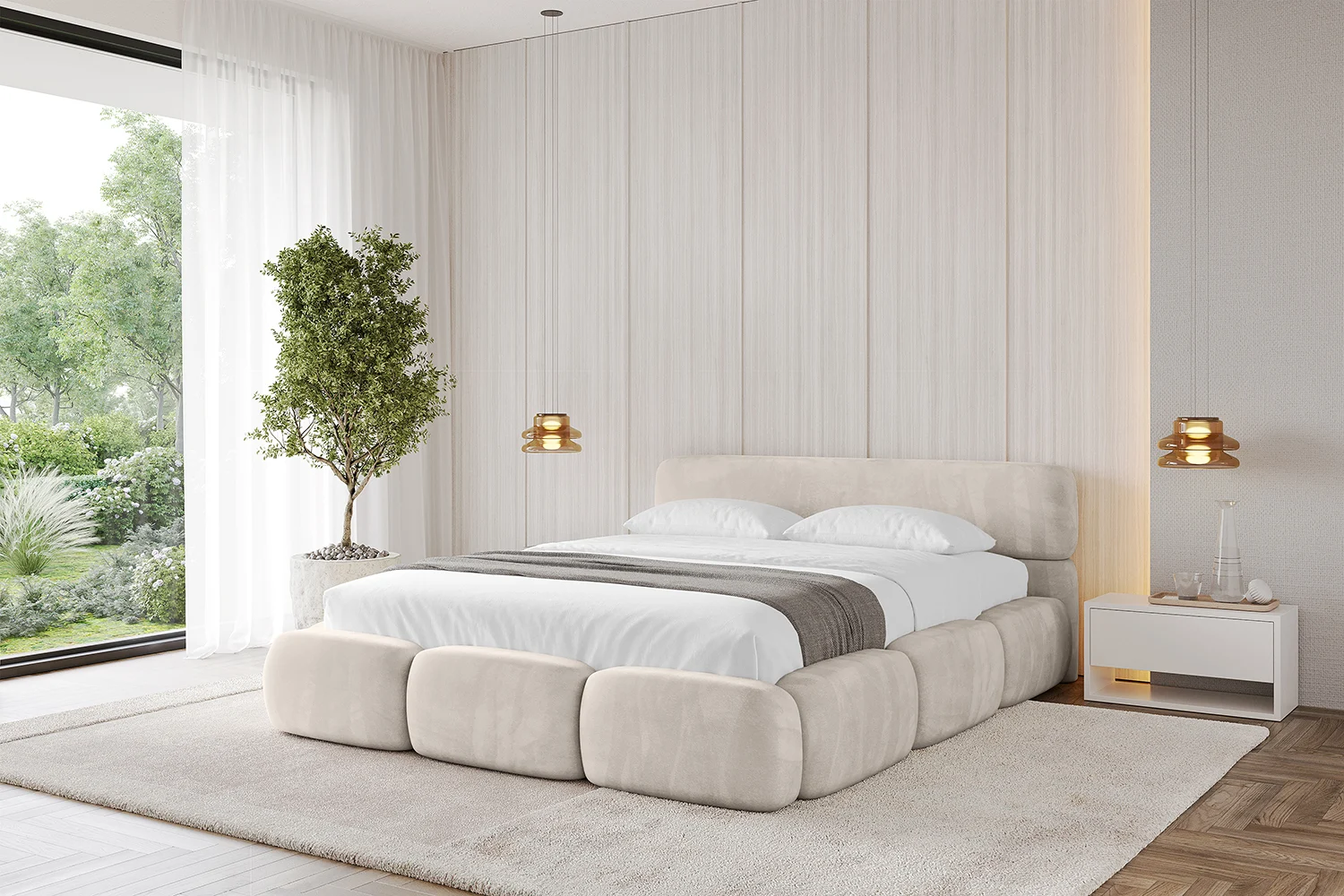 Polsterbett ELVA-v1 Beige - Casablanca 2301 120x200 cm