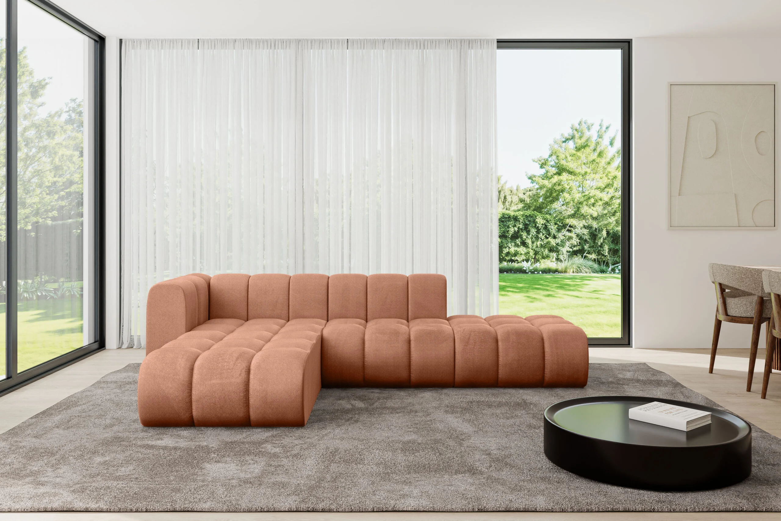 Ecksofa Zuvon-L1 Apricot - Monolith 61