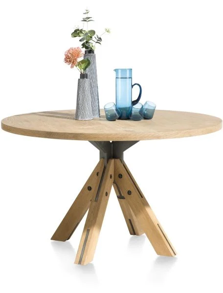 Henders & Hazel Jardino Esstisch rund zentraler Fuß Eiche/Stahlgestell Ø130 cm