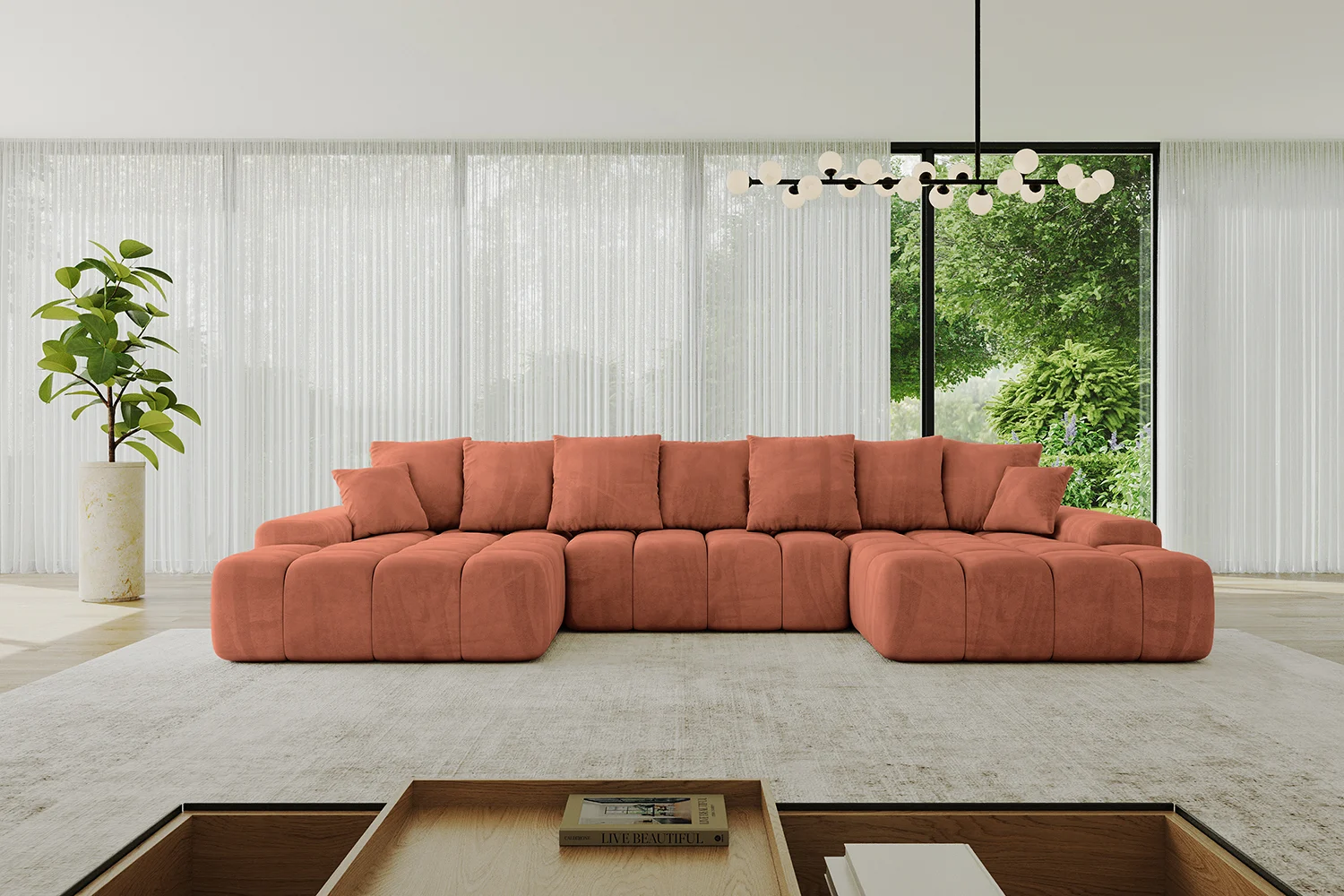 Wohnlandschaft ENSI-U Apricot - Dream Velvet 202.07