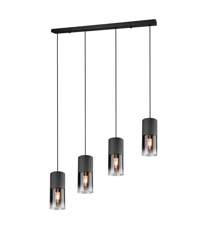 Trio Robin Pendelleuchte Metall/Glas Schwarz matt