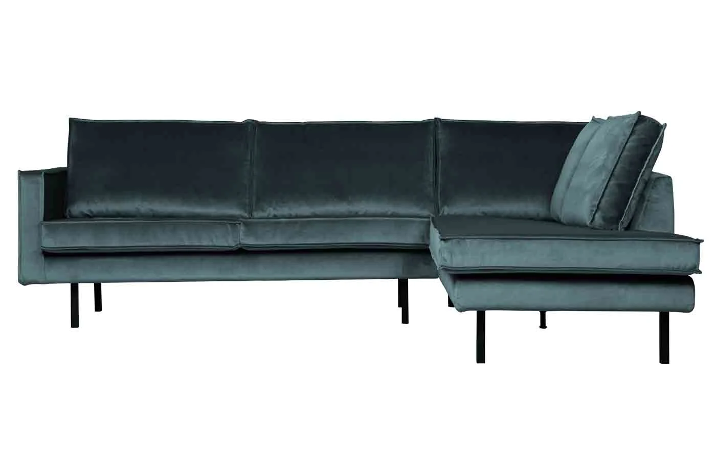 Ecksofa Rodeo aus Samt, modern und komfortabel, rechts, in Teal Blau, für 4-5 Personen