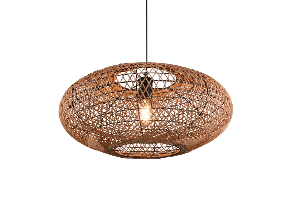 Trio Hedda Pendelleuchte Metall/Sisal Schwarz matt/Natur