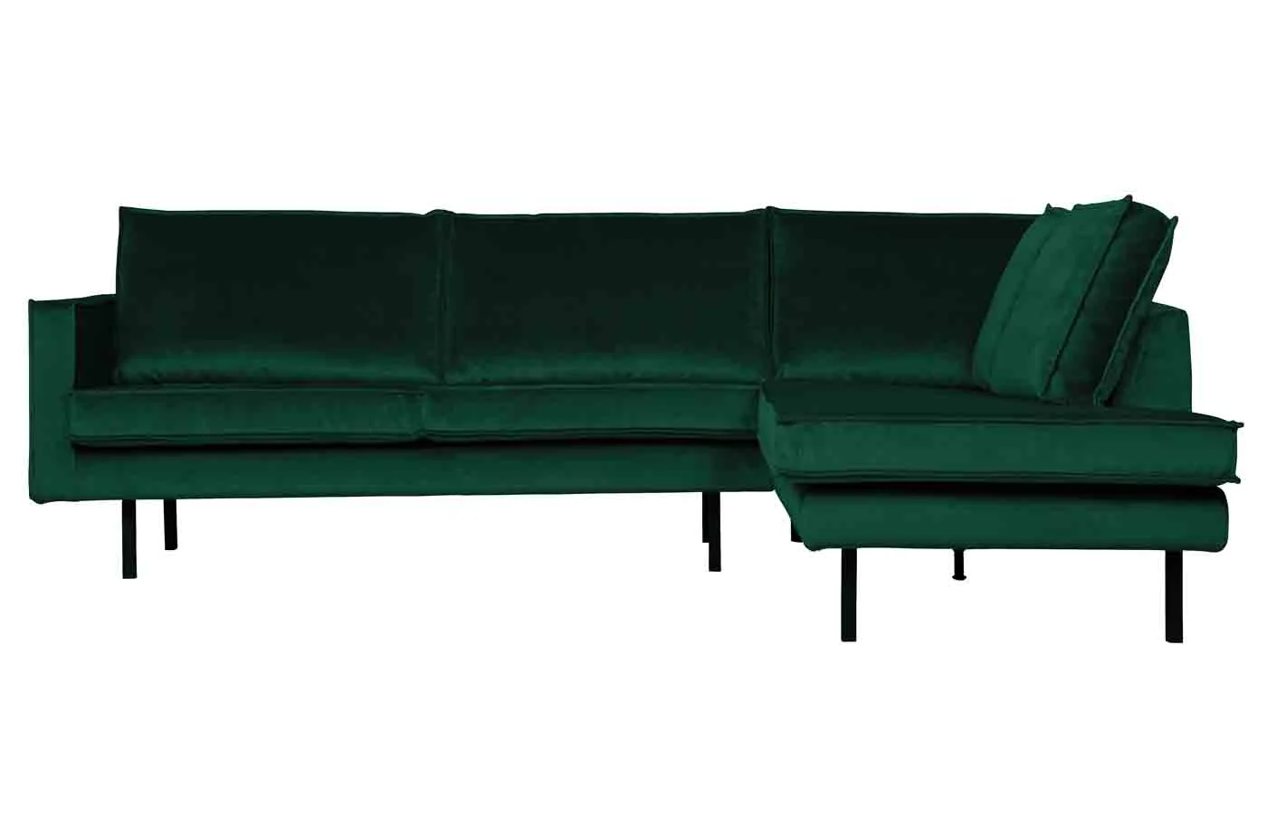 Ecksofa Rodeo aus Samt, modern und komfortabel, rechts, waldgrün, elegantes Design - Woood