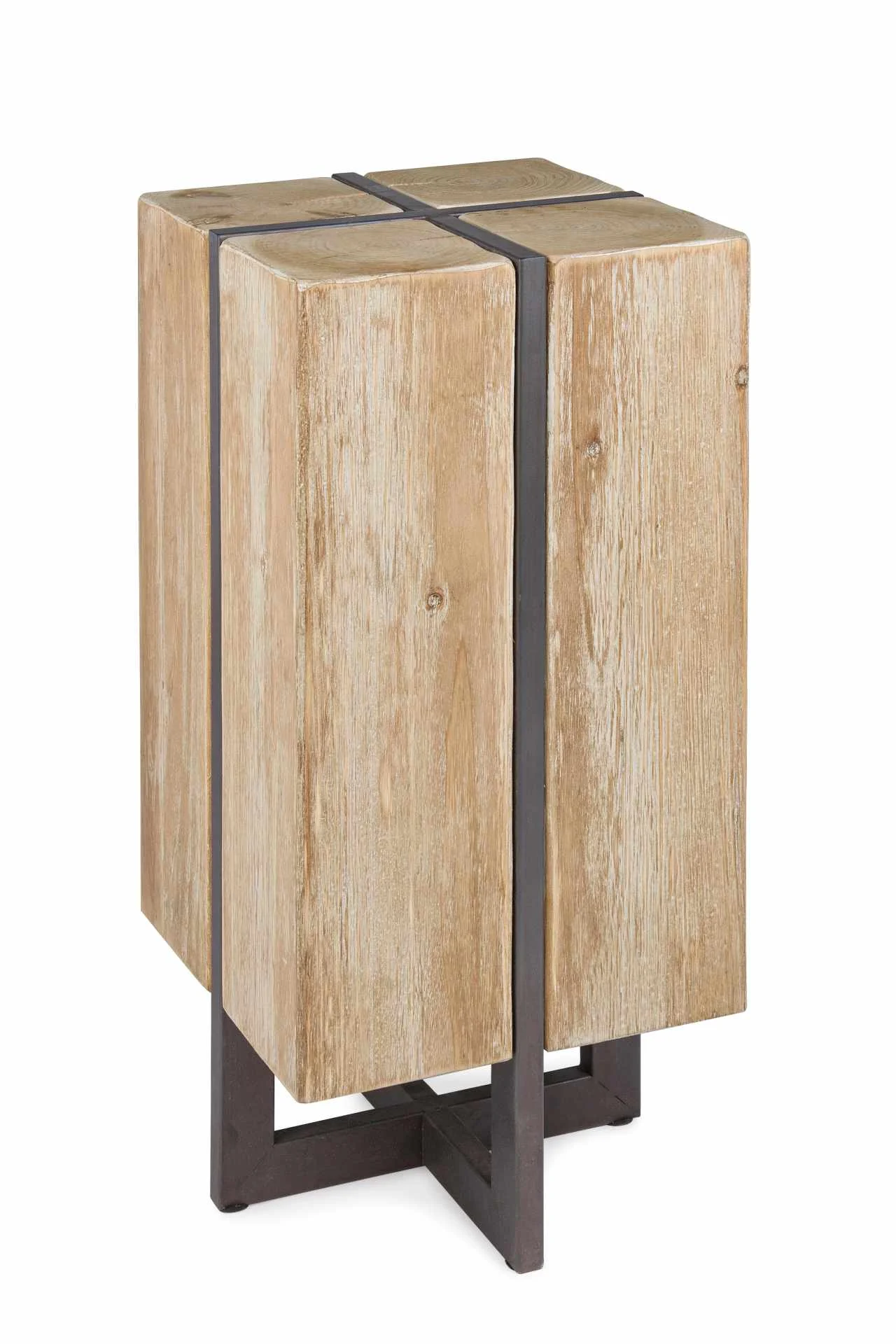 Barhocker Garrett aus Tannenholz, modernes Design, skandinavischer Stil, natur, Metallgestell - Bizzotto