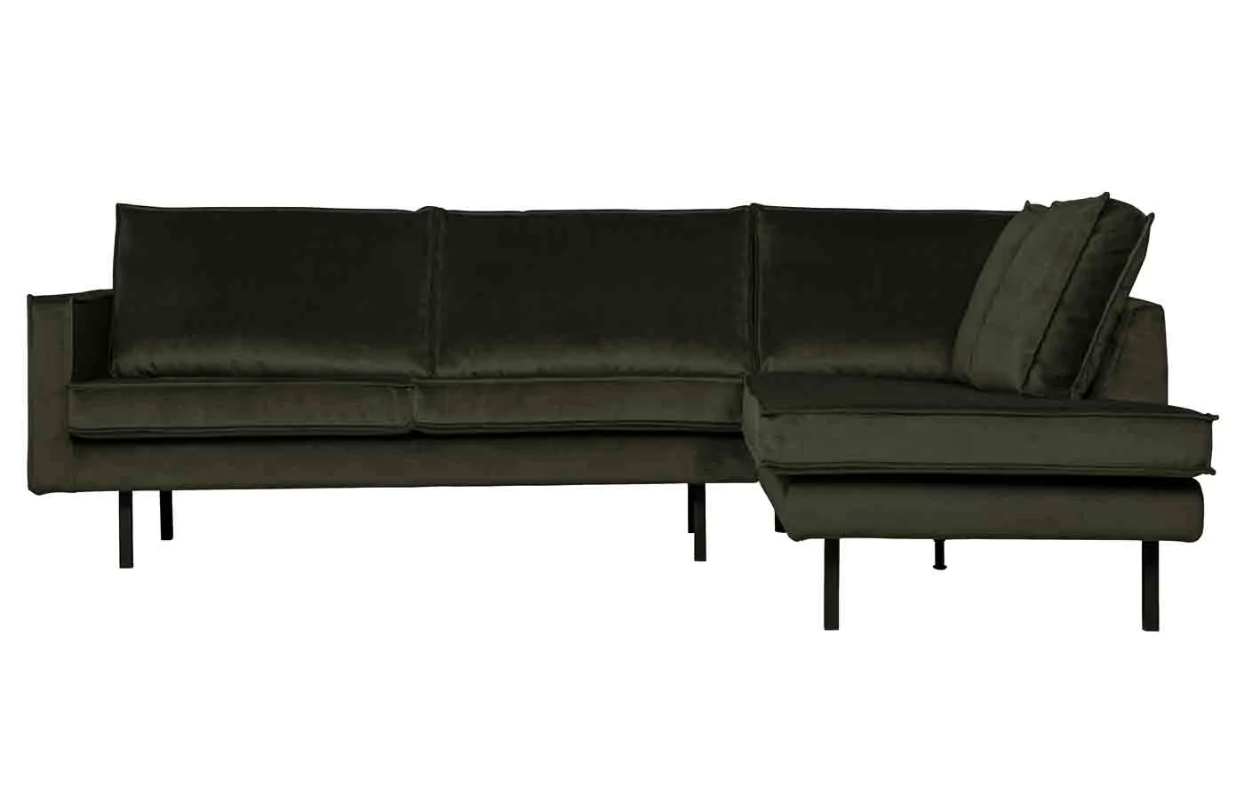 Ecksofa Rodeo aus Samt, modern und komfortabel, rechts, dunkelgrün, für 4–5 Personen - Woood