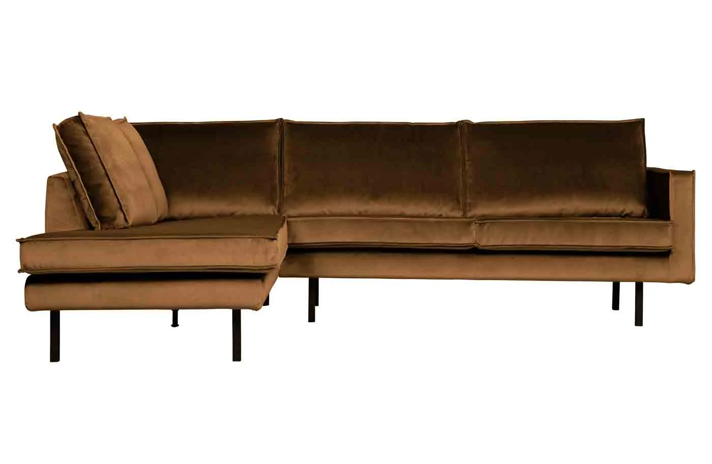 Ecksofa Rodeo Samt, modernes Design, links, honiggelb, weicher Bezug, 4-5 Sitzplätze