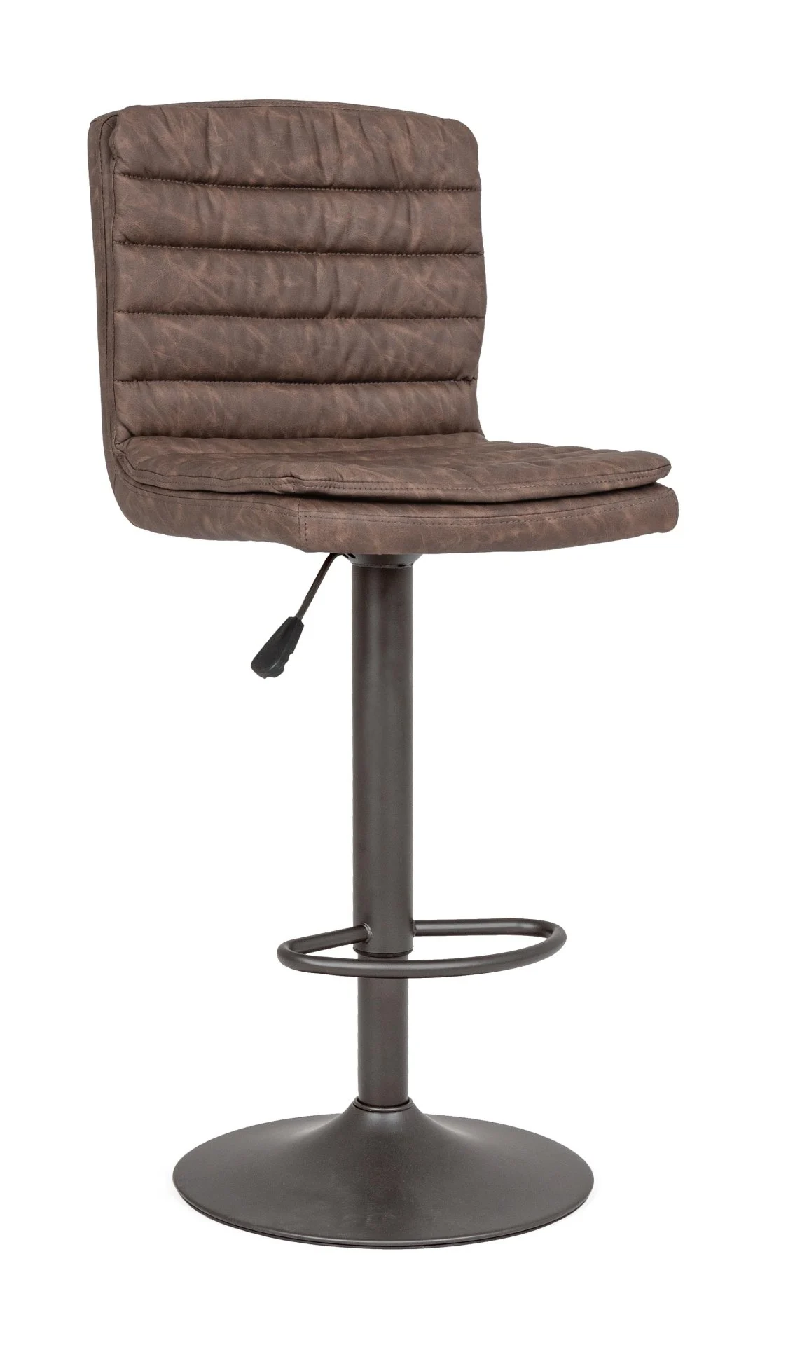 Barhocker Connor 2er-Set aus Kunstleder, klassisch höhenverstellbar, Braun, gepolstert