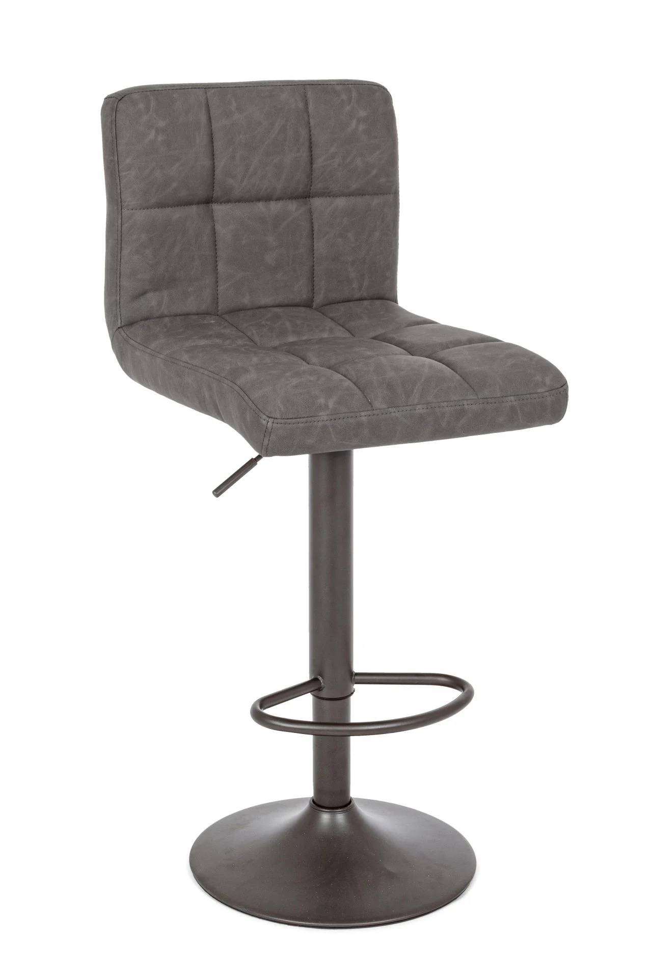 Barhocker Greyson 2er-Set aus Kunstleder, klassisch höhenverstellbar, Dunkelgrau, gepolstert