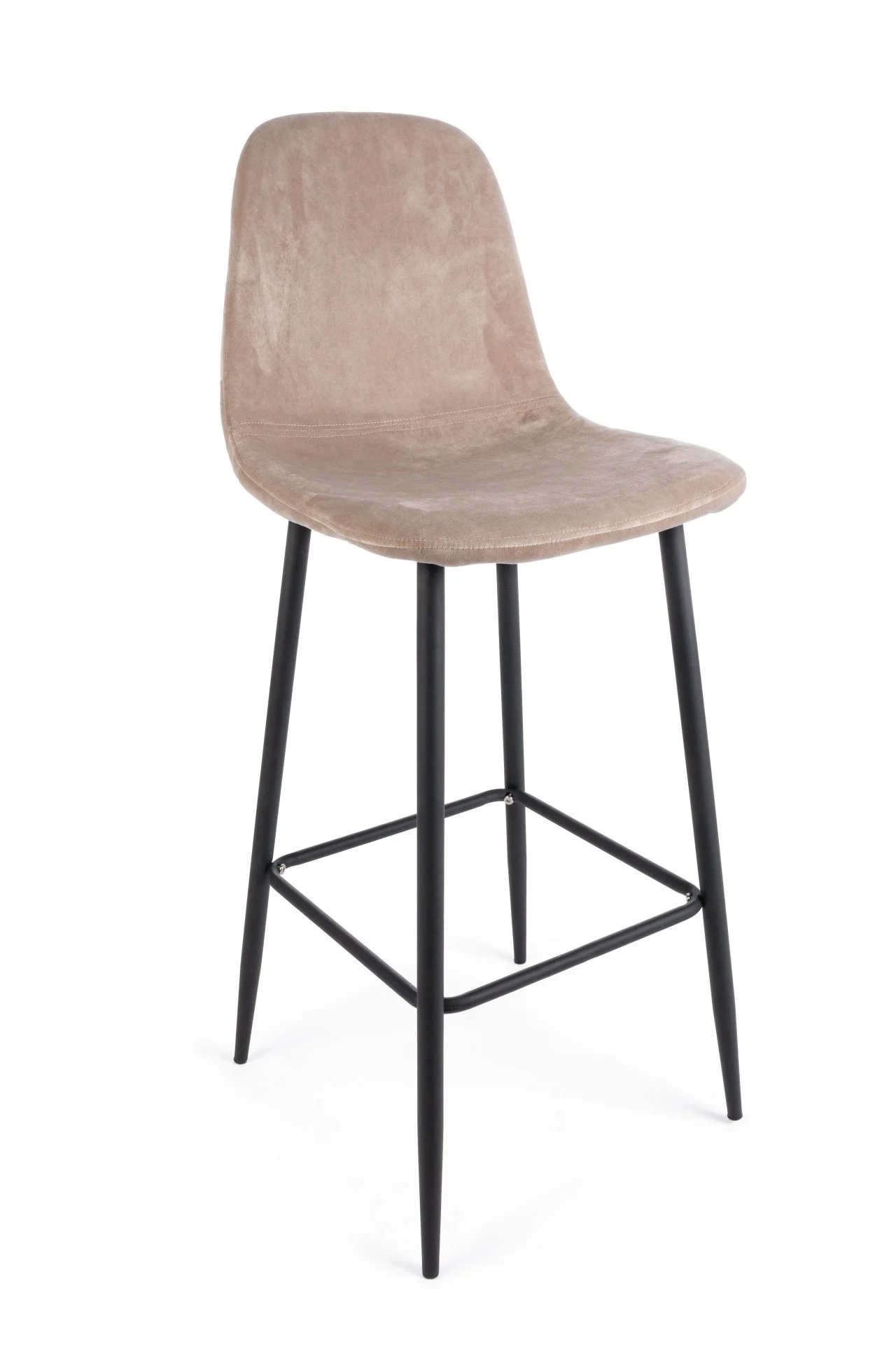 Barhocker Irelia 2er-Set aus Samt, modernes Design, taupe, gepolstert, Metallgestell