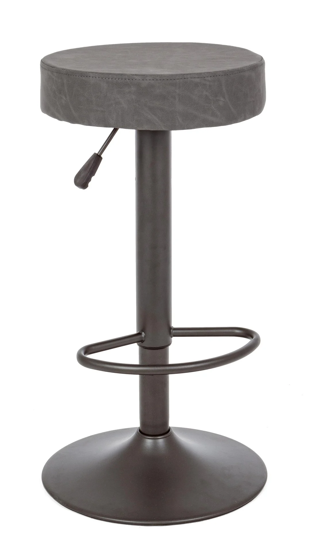 Barhocker Piper 2er-Set aus Kunstleder, modern höhenverstellbar, Dunkelgrau, gepolstert