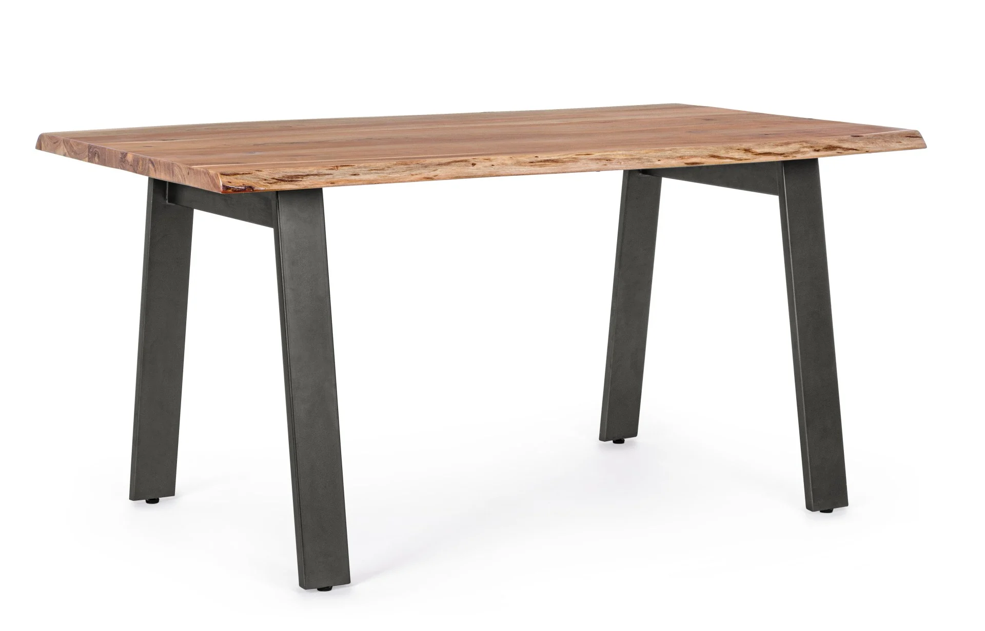 Esstisch Aron aus Akazienholz, modern mit Metallgestell, natur, 160 cm für 4–6 Personen - Bizzotto