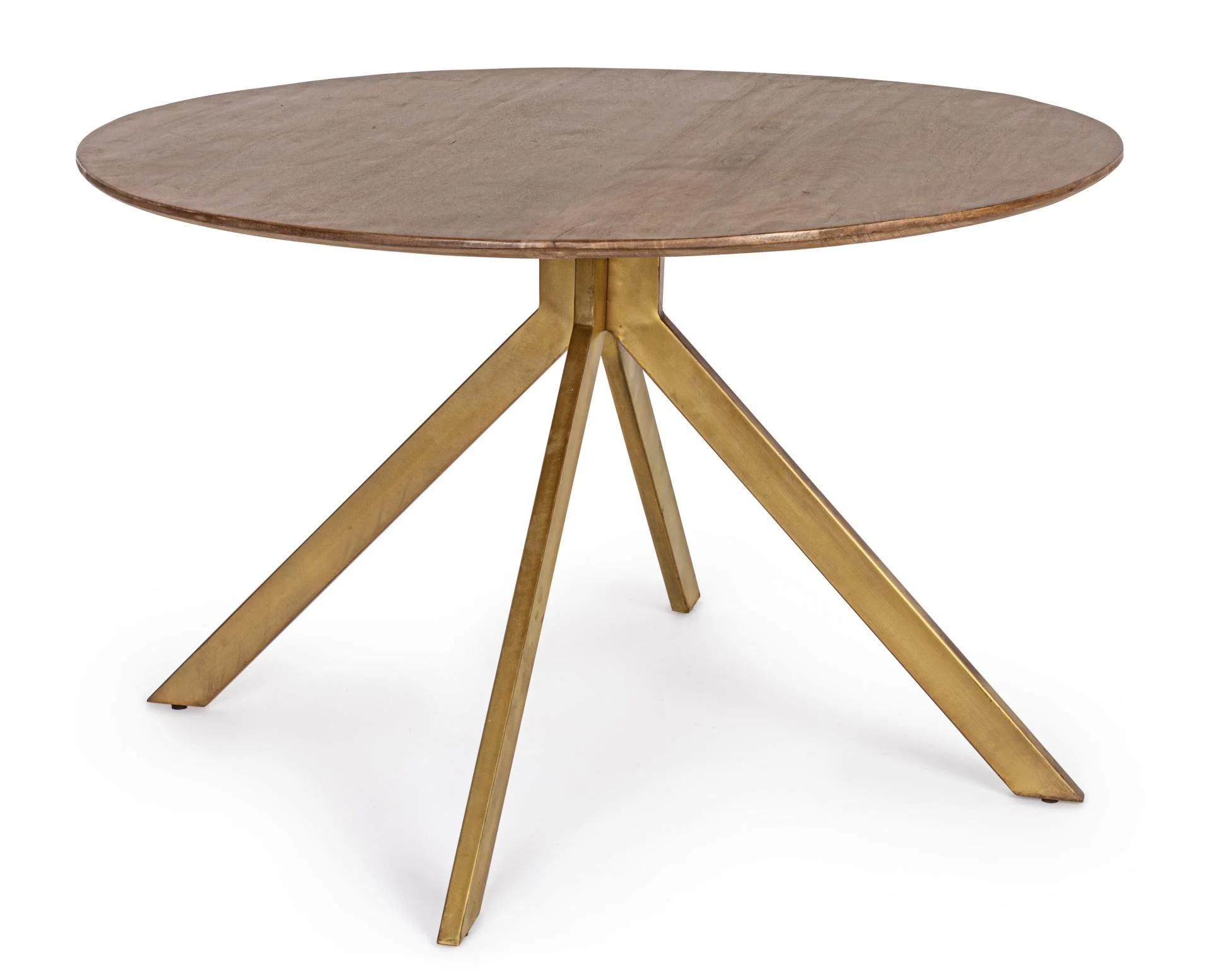 Esstisch Sherman aus Mangoholz, rund im Retro Chic, Natur, 120 cm Durchmesser, Spider-Gestell