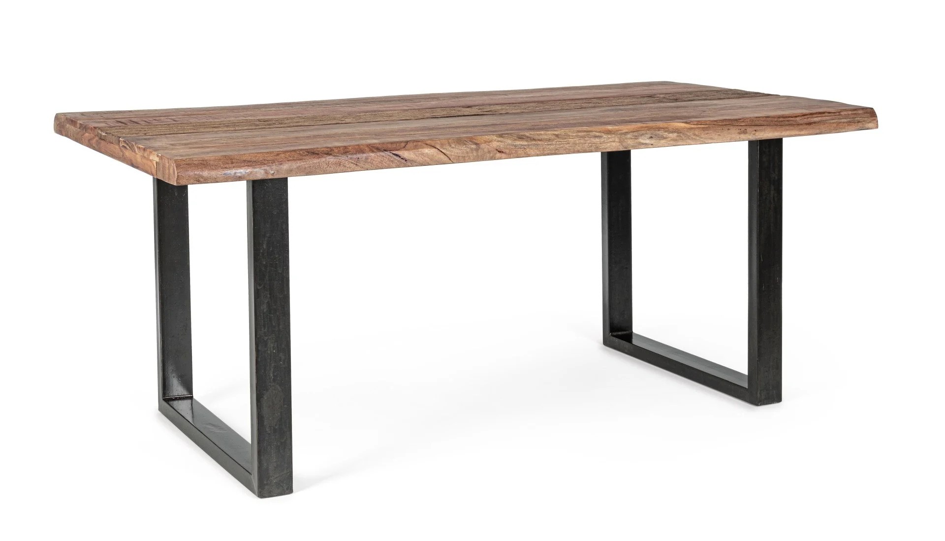 Esstisch Nottingham aus Akazienholz, modernes Design, Natur, 180 cm, Metallgestell in Schwarz - Bizzotto