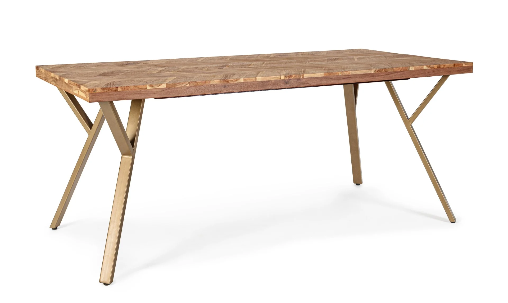 Esstisch Raida aus Akazienholz, modernes Design mit A-Gestell, natur, 160 cm, für 4–6 Personen