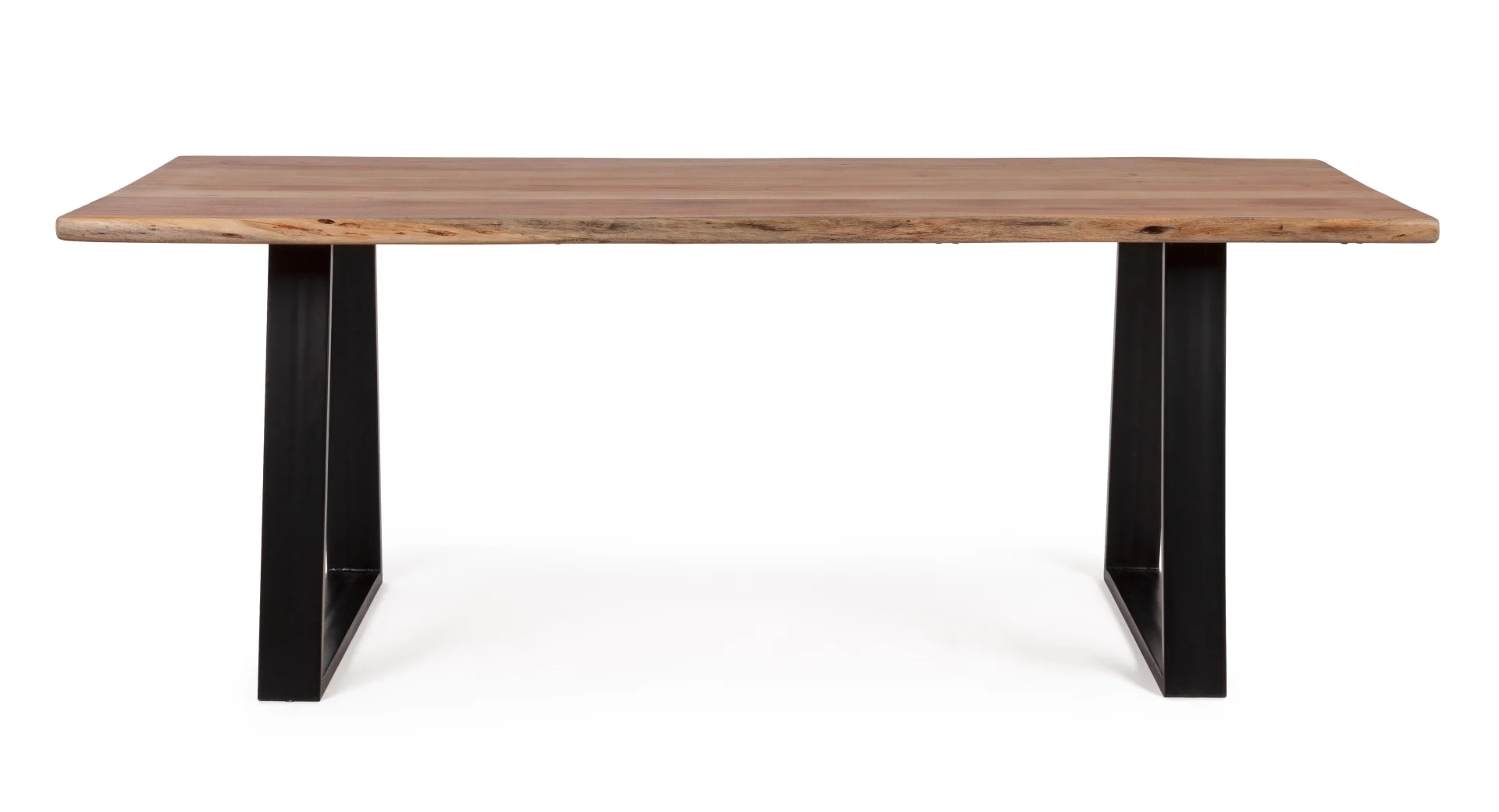 Esstisch Artur aus Akazienholz, modernes Design, natur, 200 cm, Metallgestell schwarz - Bizzotto