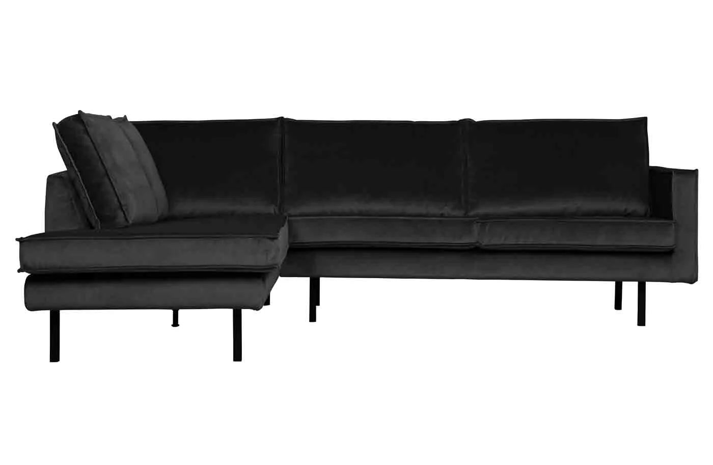 Ecksofa Rodeo Samt, modernes Design, links, anthrazit, 4–5 Sitzplätze, eleganter Komfort - Woood