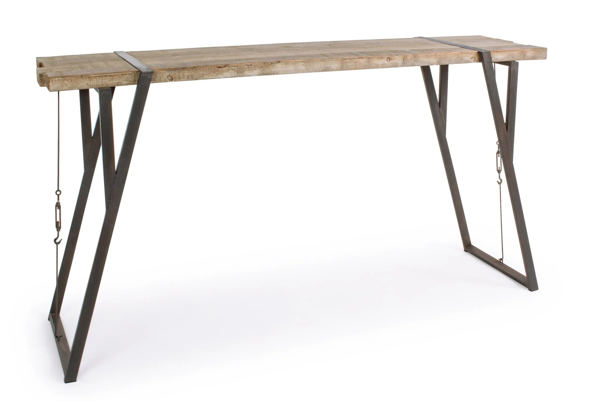 Bartisch Blocks aus Fichtenholz, skandinavisches Design, Natur, Metallgestell anthrazit, 200 cm - Bizzotto
