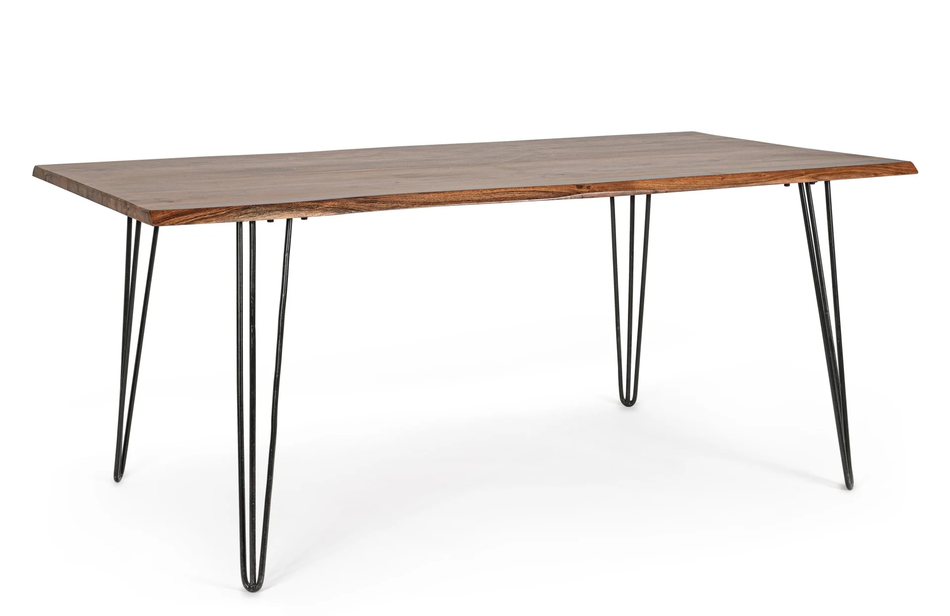 Esstisch Barlow aus Akazienholz, modern, rechteckig, Natur, Metallgestell schwarz, 180 cm - Bizzotto