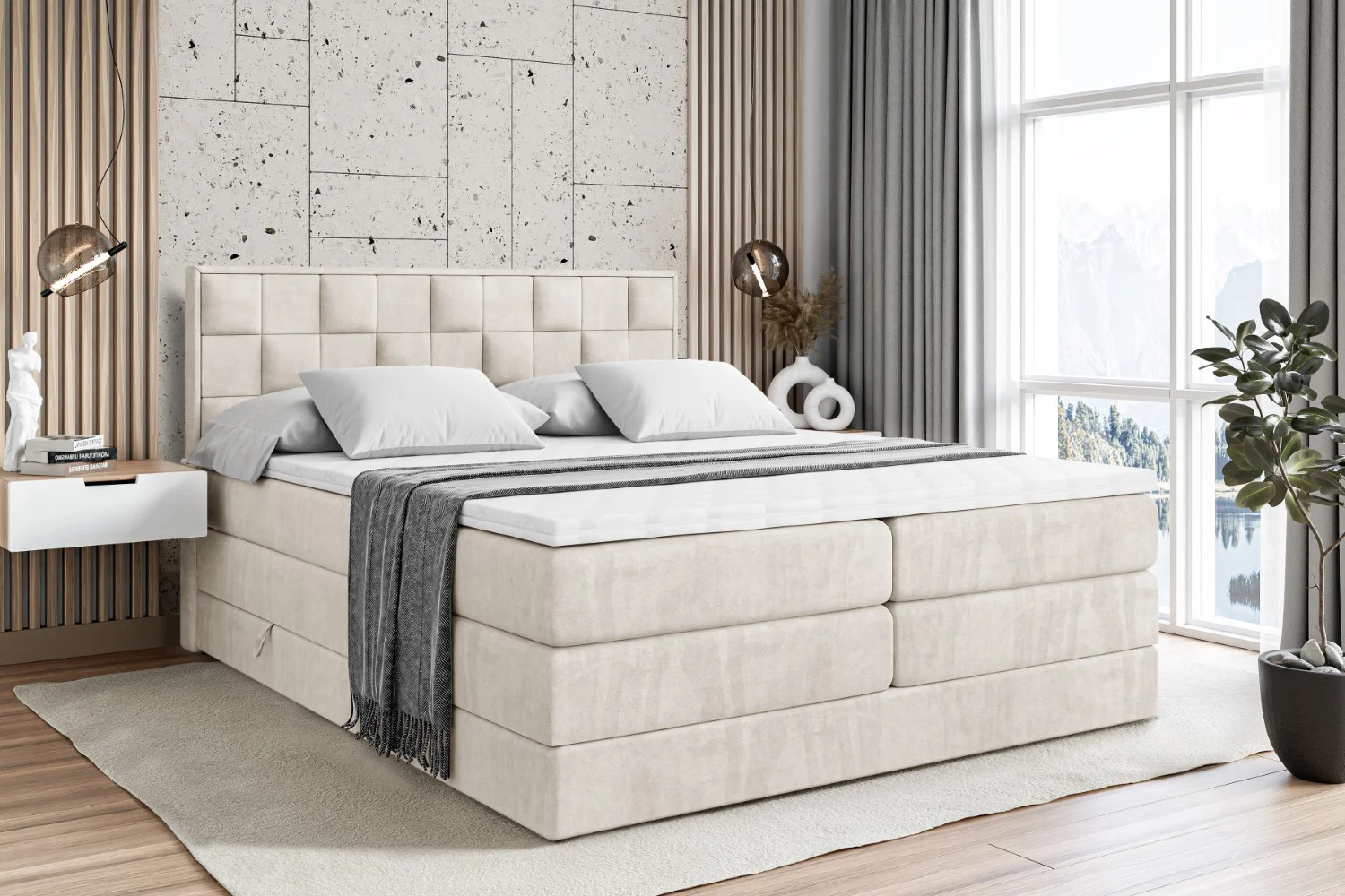 Boxspringbett ZAFIRA-BZ KING Beige - Casablanca 2301 120x200 cm