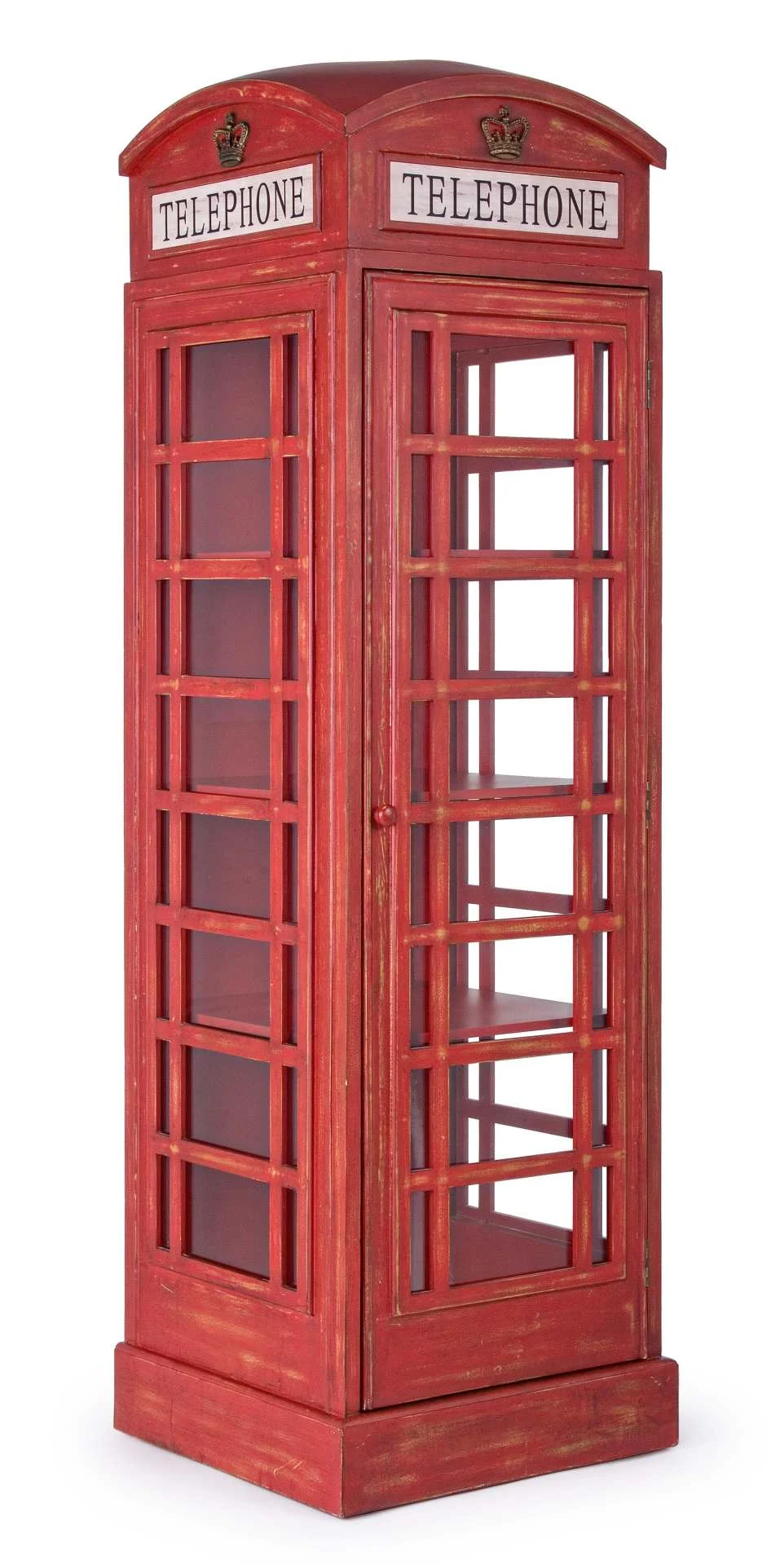 Regal Red Cabin aus Tannenholz, klassischer Stil, rot, mit Tür und vier Fächern, Bizzotto