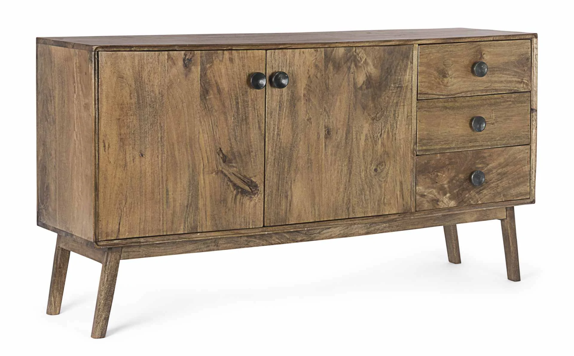 Sideboard Sylvester aus Mangoholz, klassisch, natur, 150 cm breit, Metallgriffe, Bizzotto
