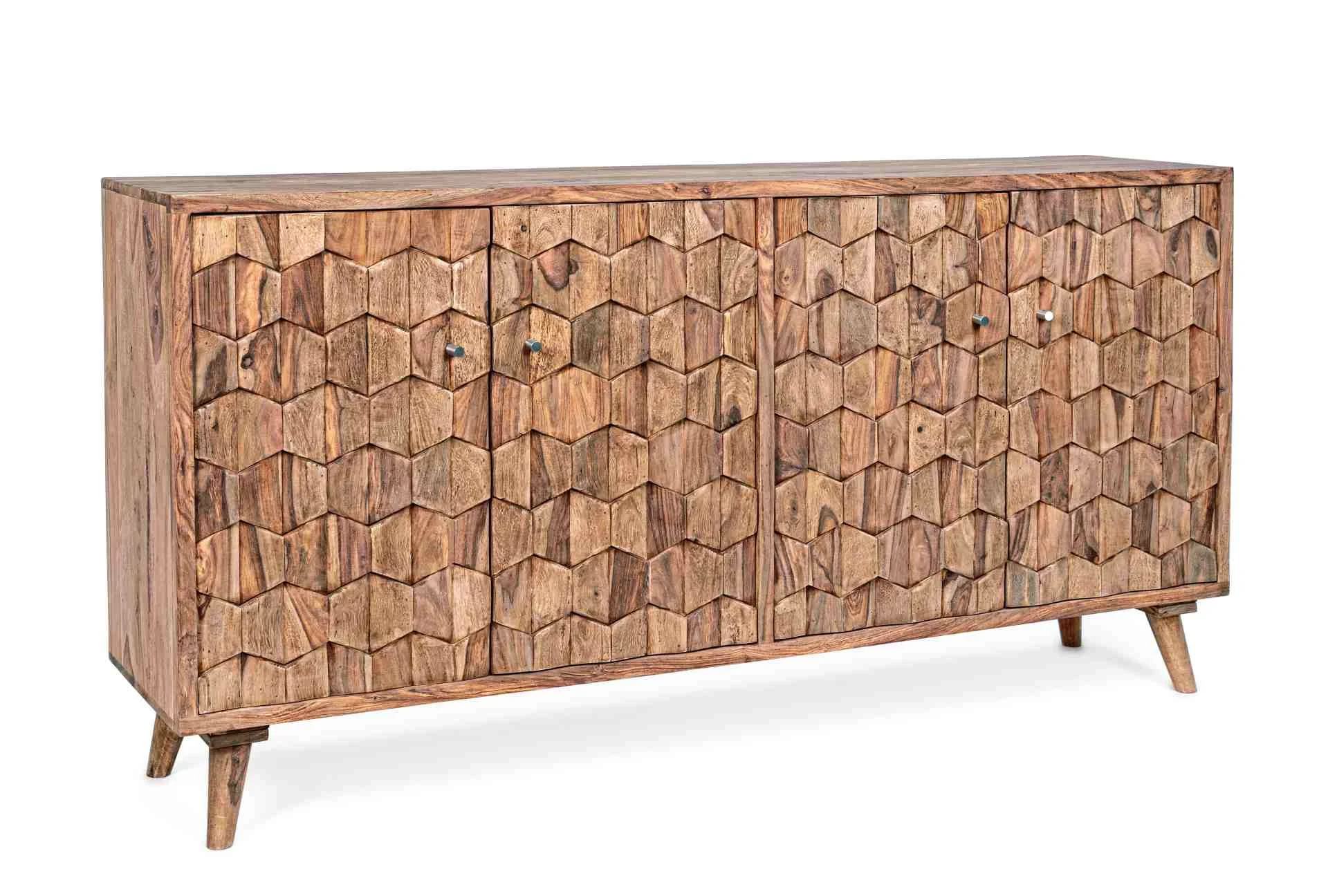 Sideboard Kant aus Sheeshamholz, modernes Design, 177 cm, natur, skandinavischer Stil - Bizzotto
