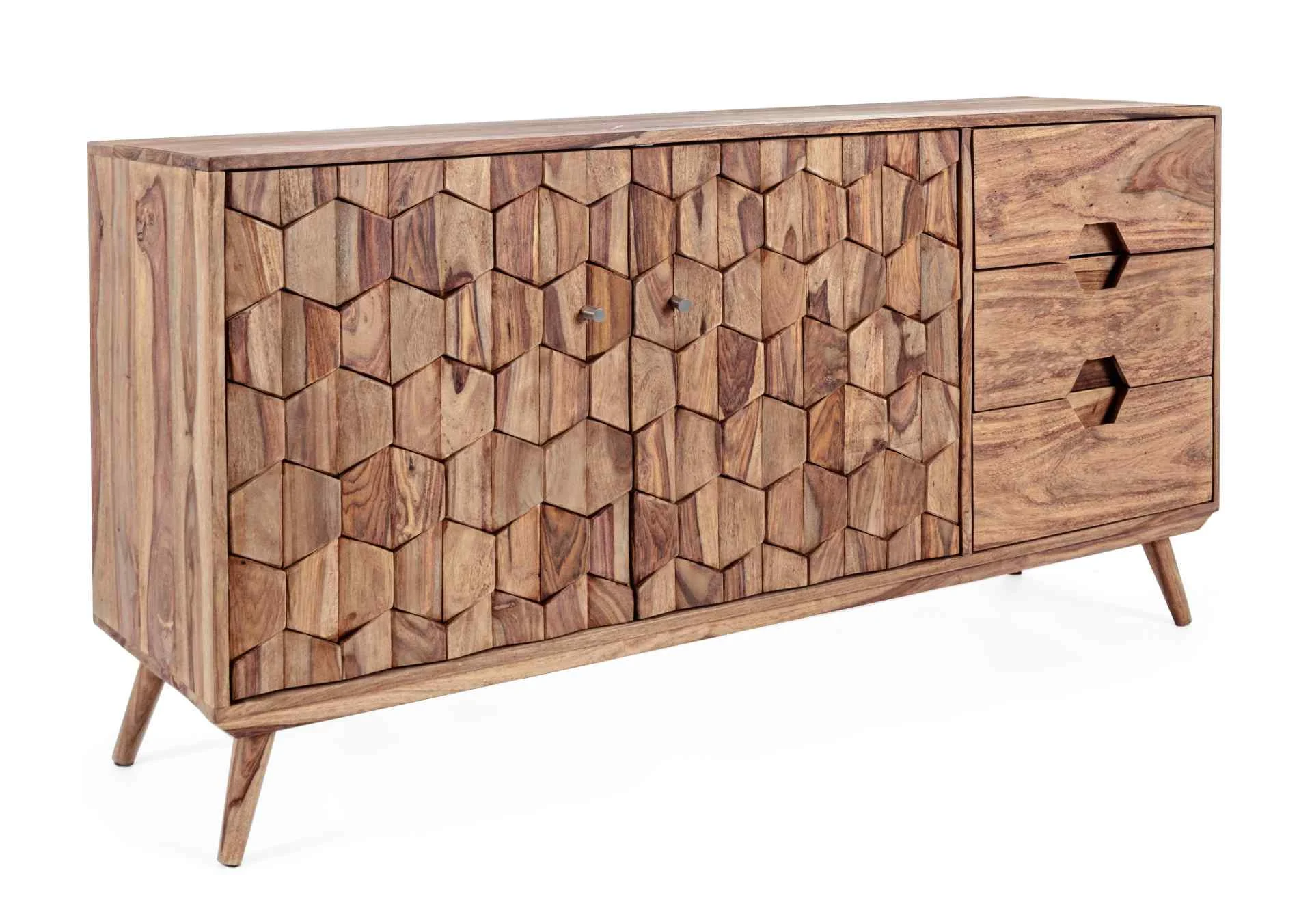 Sideboard Kant aus Sheeshamholz, modernes Design, natur, 145 cm breit, skandinavischer Stil - Bizzotto