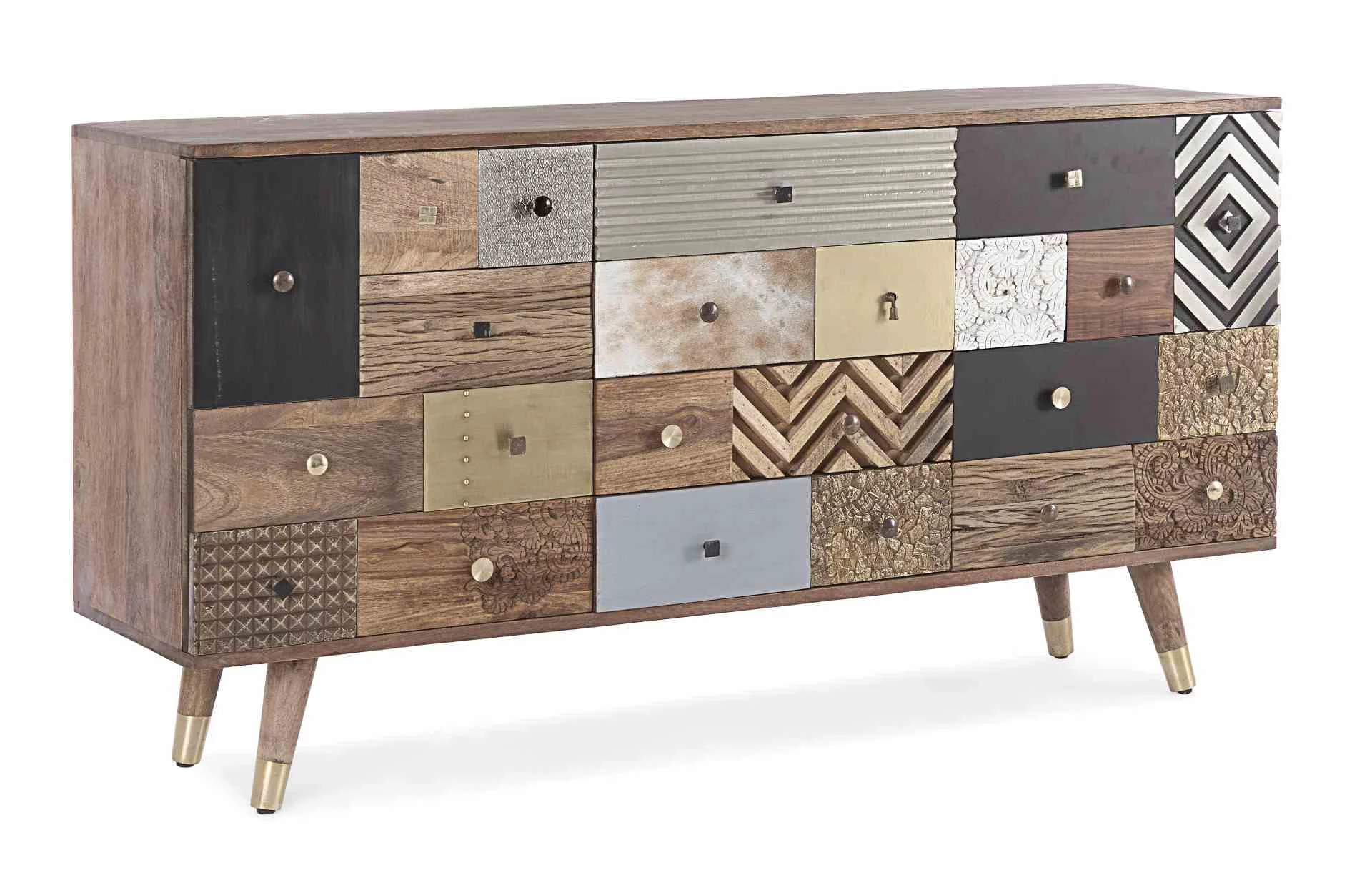 Sideboard Dhaval aus Mangoholz, klassisch lackiert, natur bunt, 150 cm breit - Bizzotto