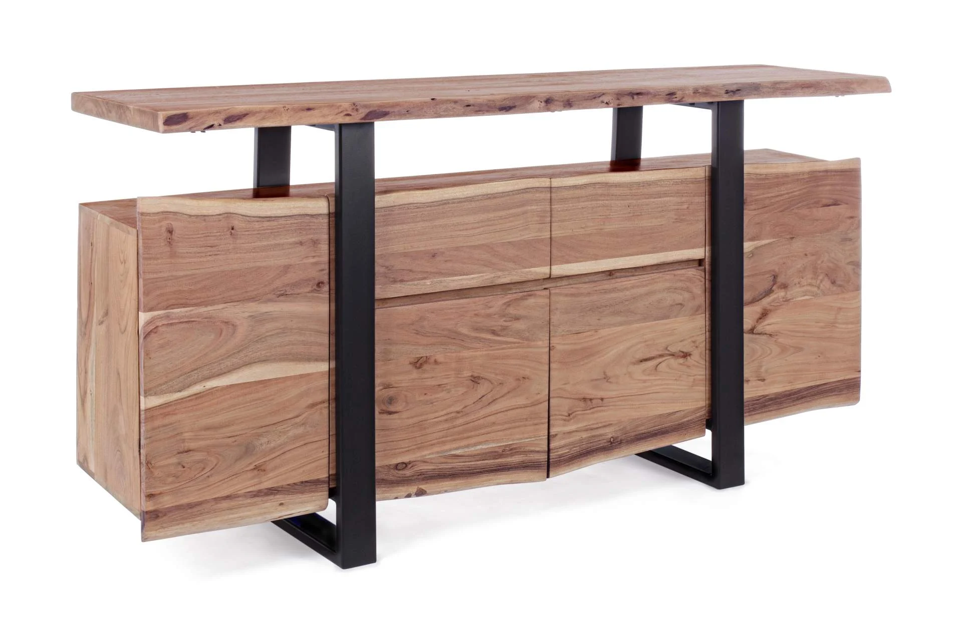 Sideboard Artur aus Akazienholz, massiv, handgeschnitzt, Natur, 175 cm, einzigartiges Design - Bizzotto