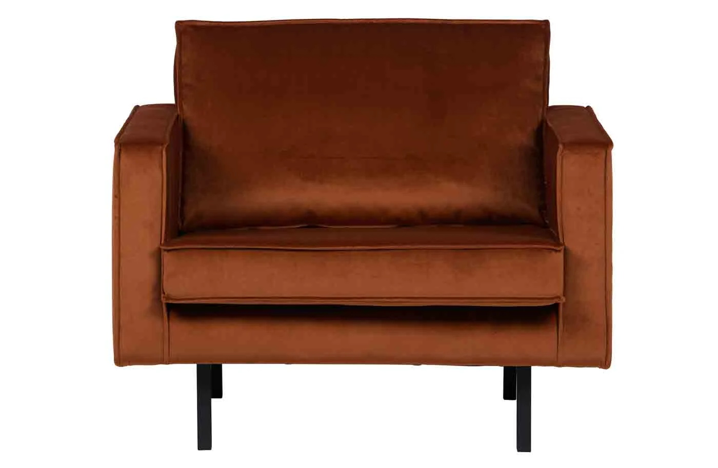 Sessel Rodeo Samt, modernes Design, weich gepolstert, rostfarben, Metallgestell - Woood