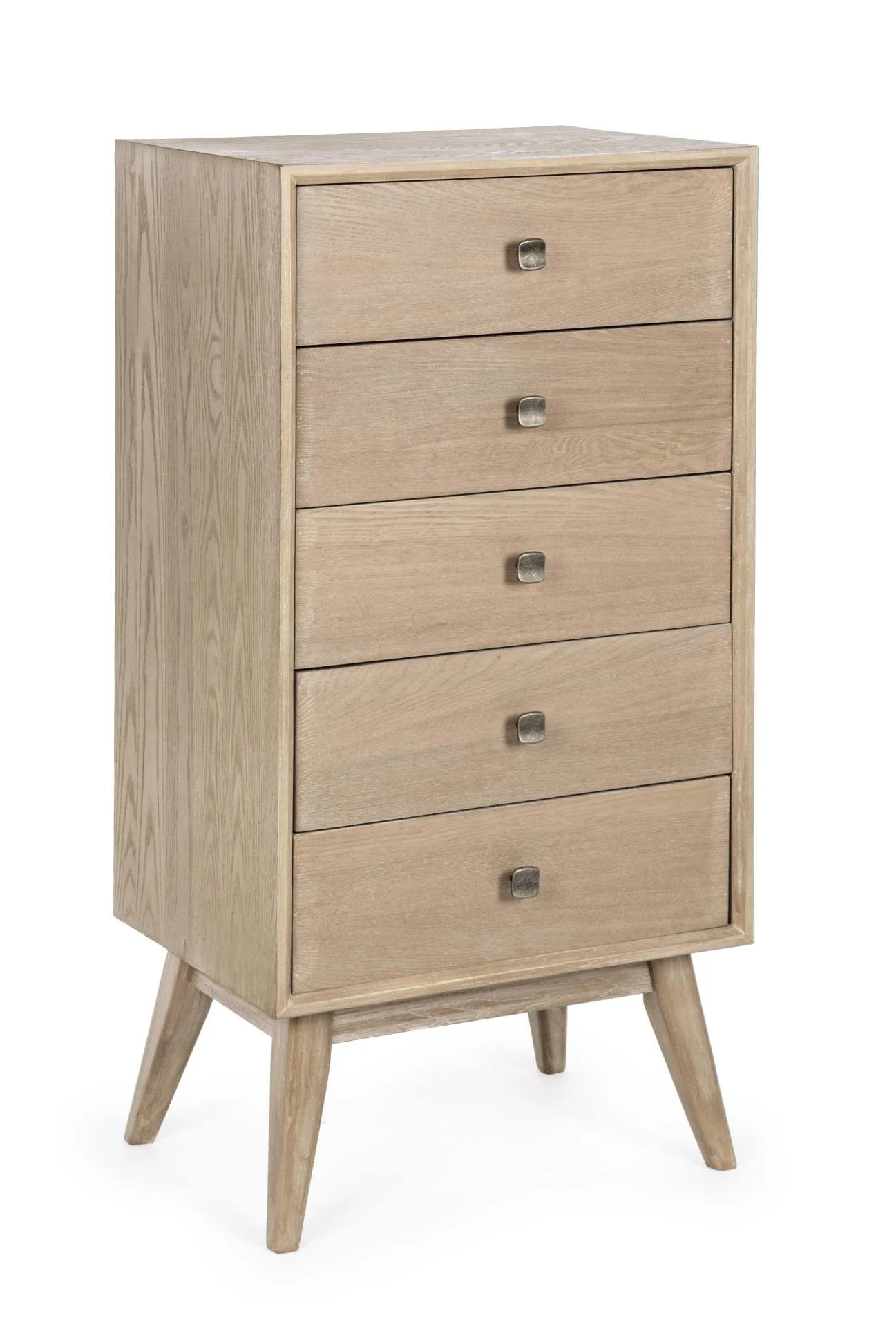 Kommode Alannis aus Eschenholz, klassisch Retro Chic, 5 Schubladen, natur, hochwertige Verarbeitung - Bizzotto