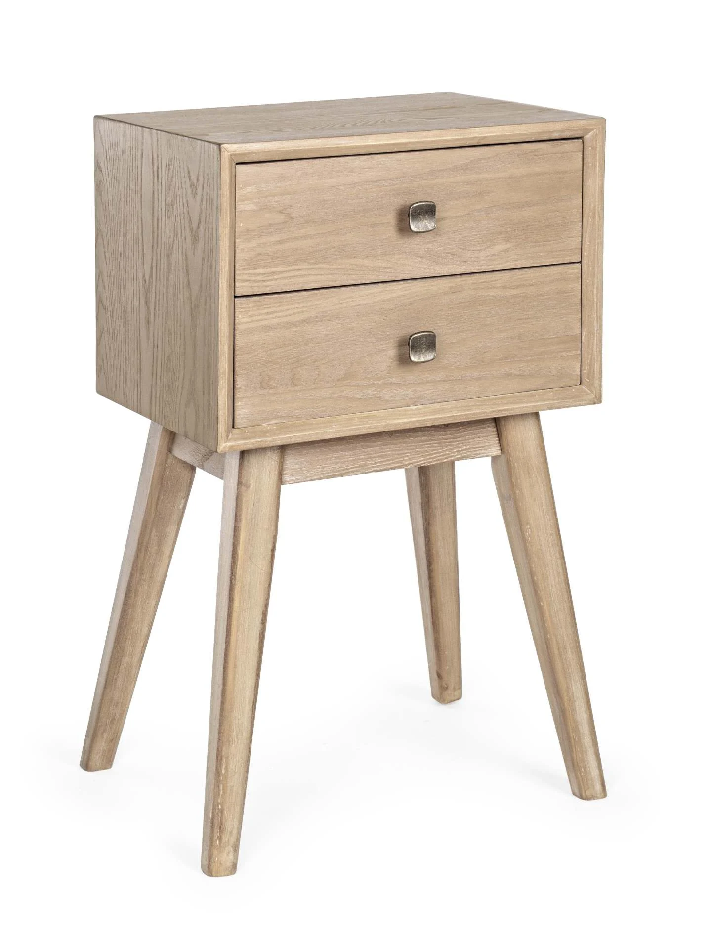 Kommode Alannis aus Eschenholz, klassisch im Retro Chic, natur, 2 Schubladen, 40x30x66 cm - Bizzotto