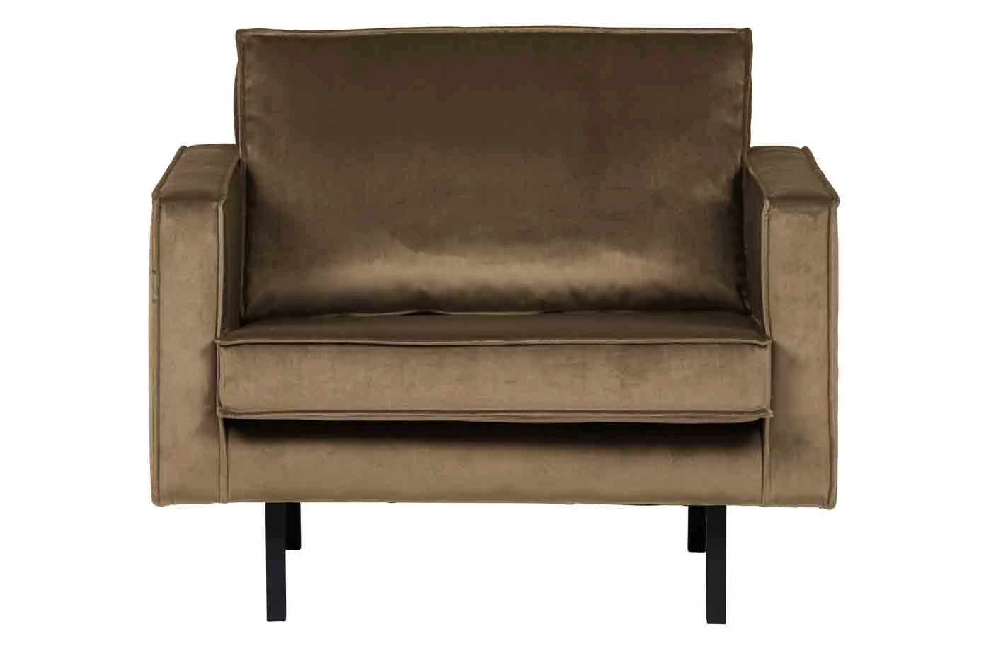 Sessel Rodeo Samt, modernes Design, taupe, weicher Bezug, Metallgestell, komfortabel gepolstert - Woood