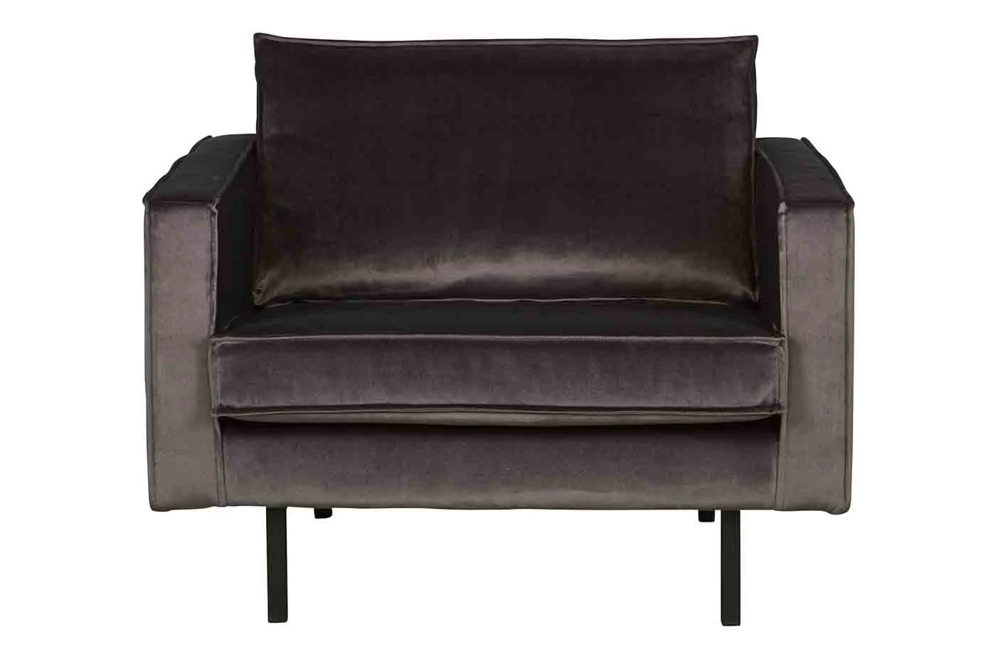 Sessel Rodeo Samt, modernes Design, anthrazit, komfortabel gepolstert für Dein Wohnzimmer - Woood