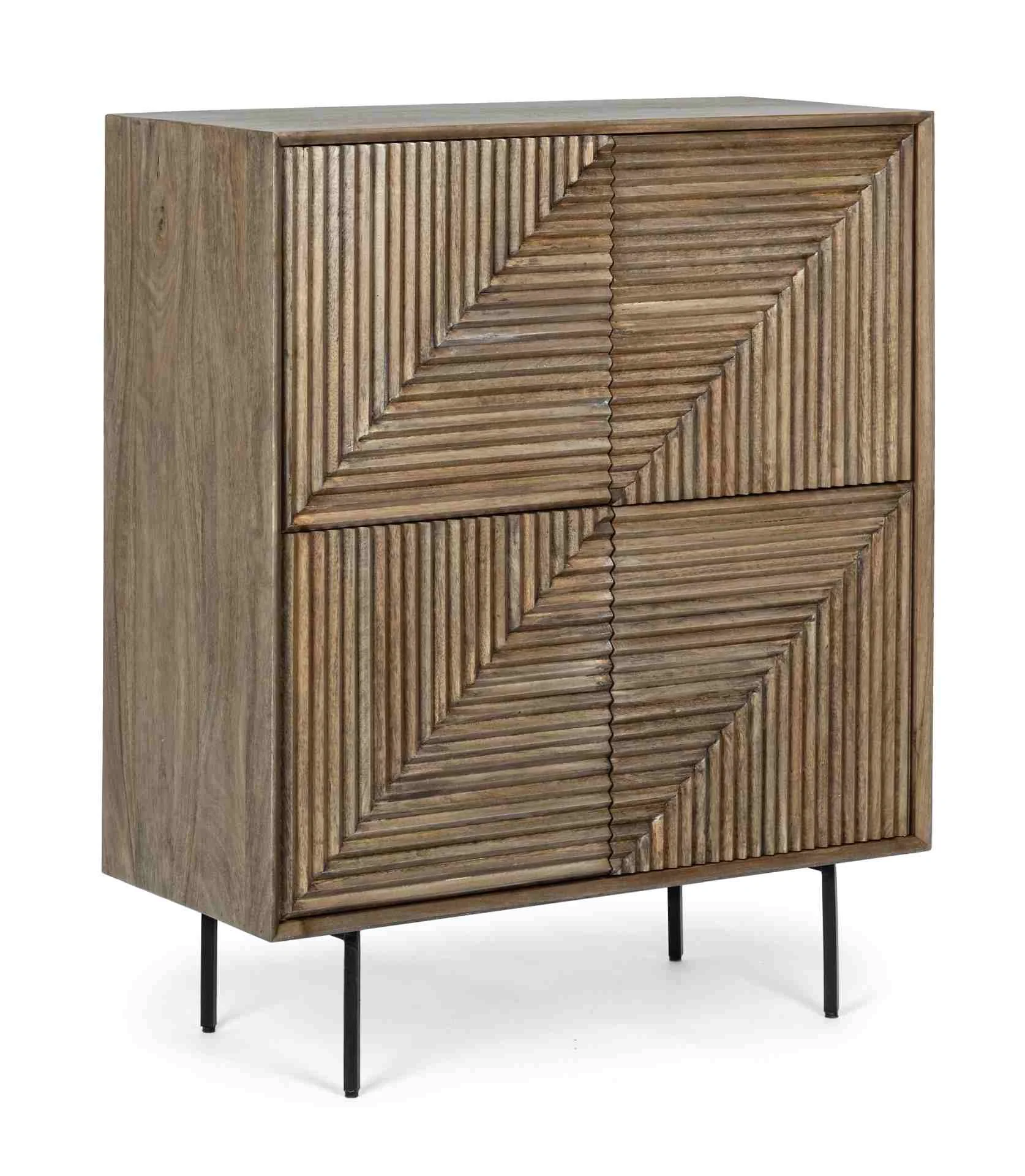 Kommode Darsey aus Mangoholz, modernes Design, naturfarben, 4 Türen, Bizzotto, 92 cm breit