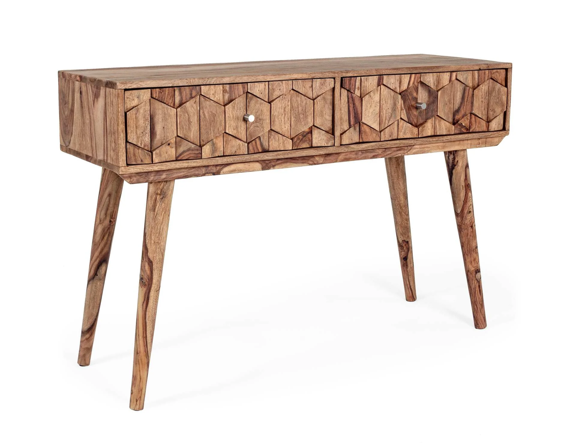 Konsole Kant aus Sheeshamholz, modern skandinavisch, Natur, 113 cm breit, mit 2 Schubladen - Bizzotto