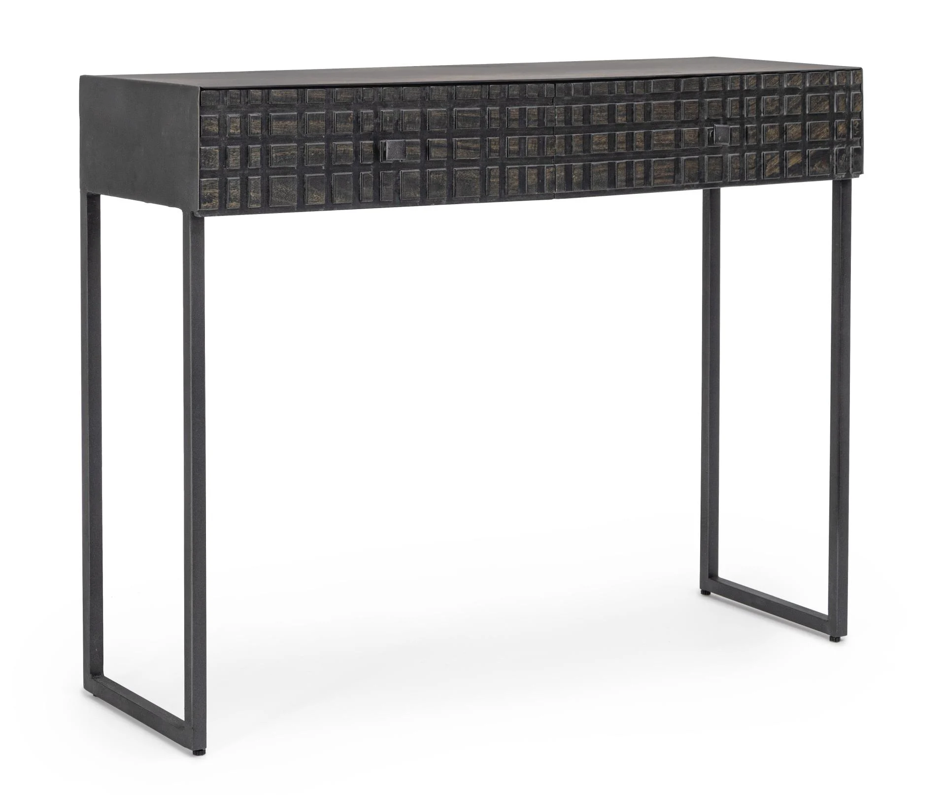 Konsole Dorset aus Mangoholz, modernes Design mit Metallgestell, schwarz, 100 cm breit - Bizzotto