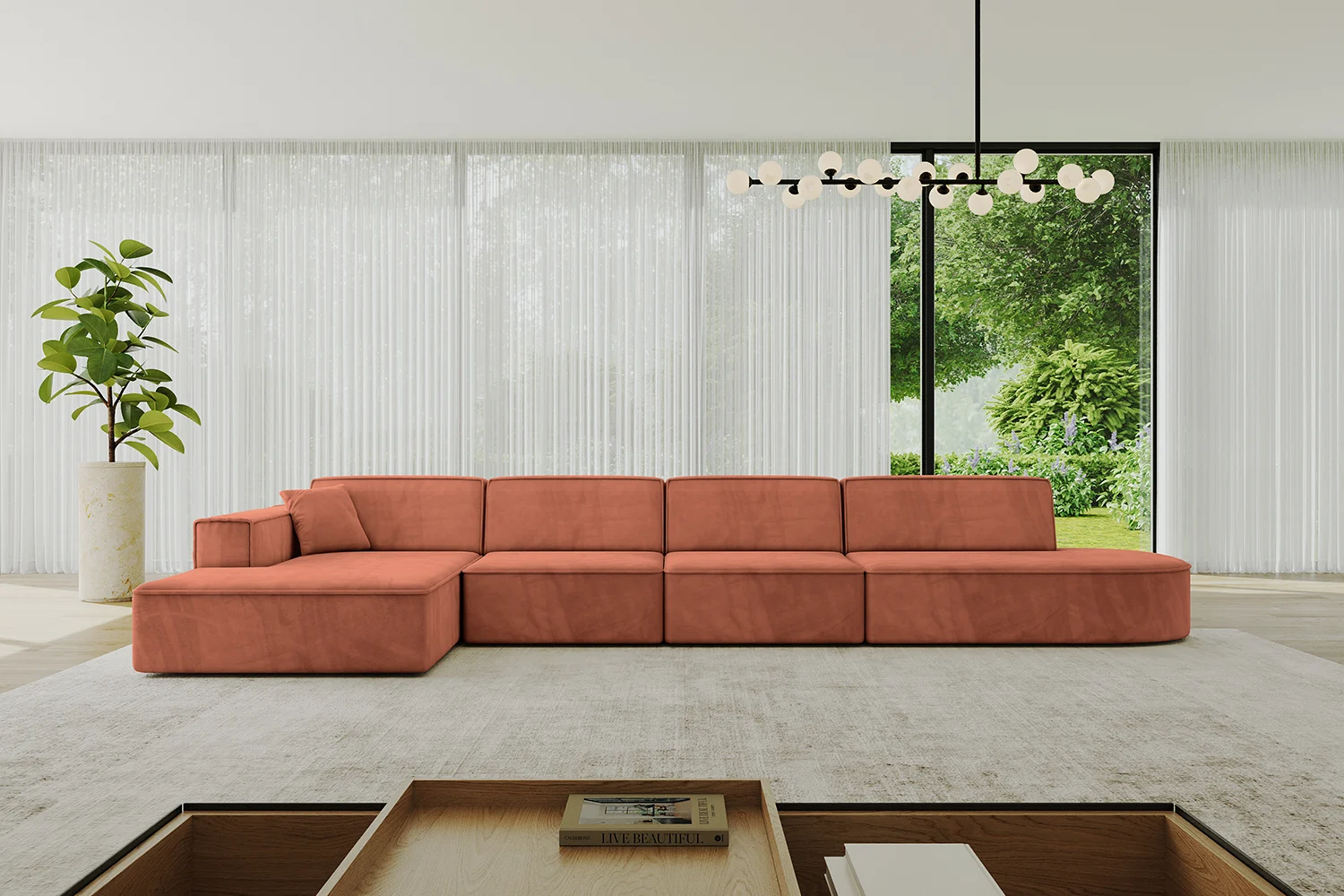 Ecksofa IREA-L3-v4 Apricot - Dream Velvet 202.07
