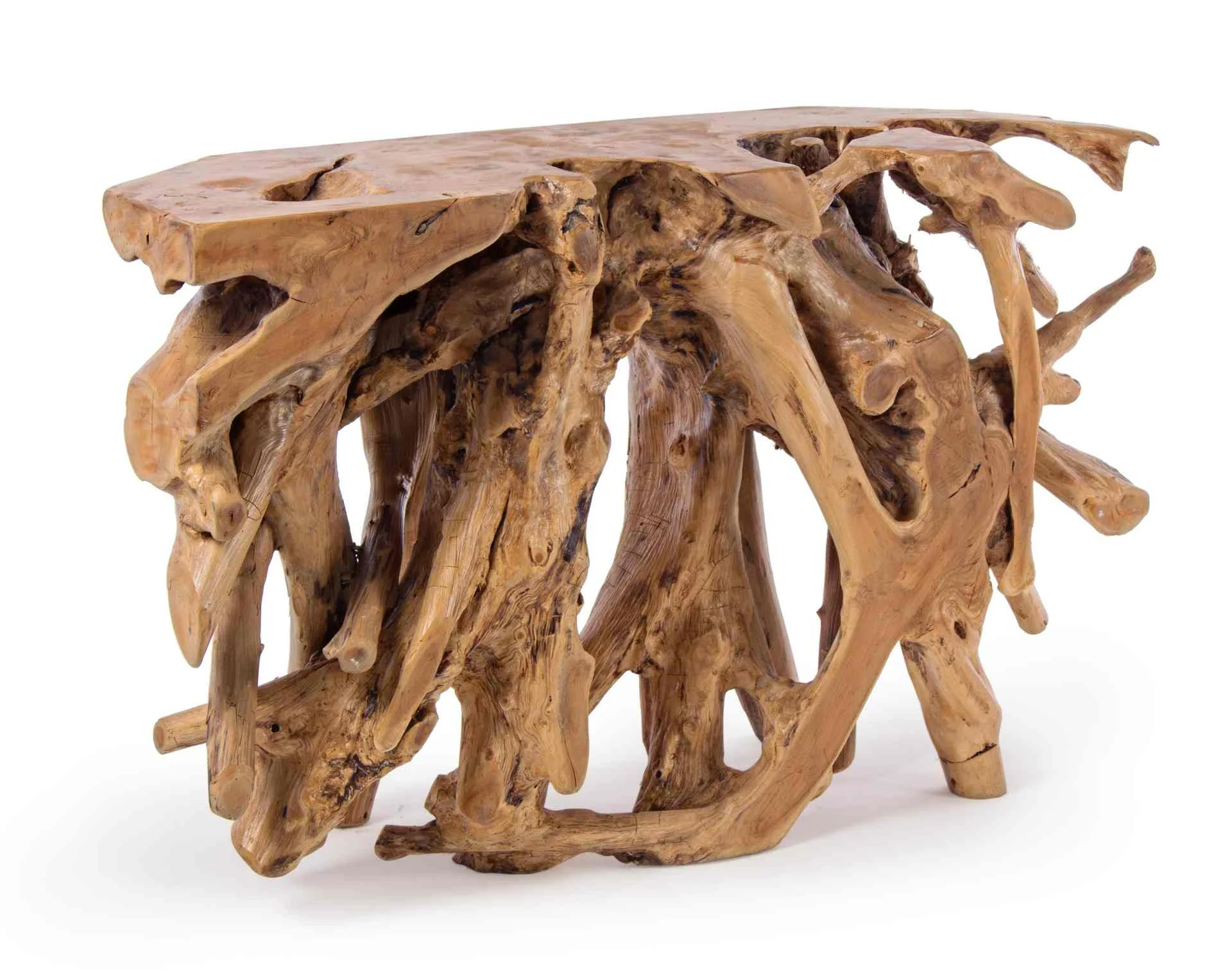 Konsole Solidad aus Teakholz, massives Unikat, Natur, 120 cm breit, von Bizzotto