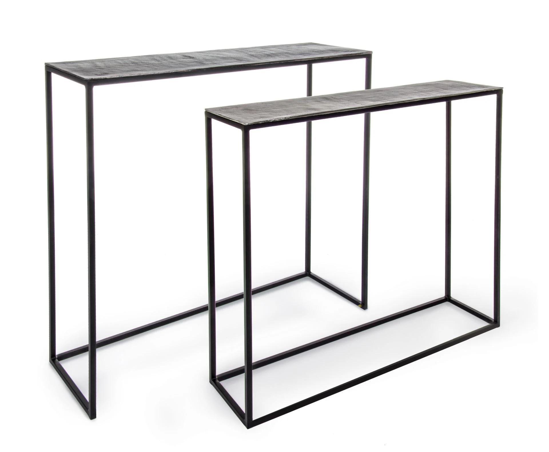 Konsole Tahir 2er-Set aus Aluminium, modern, silber schwarz, vielseitig für Dein Zuhause