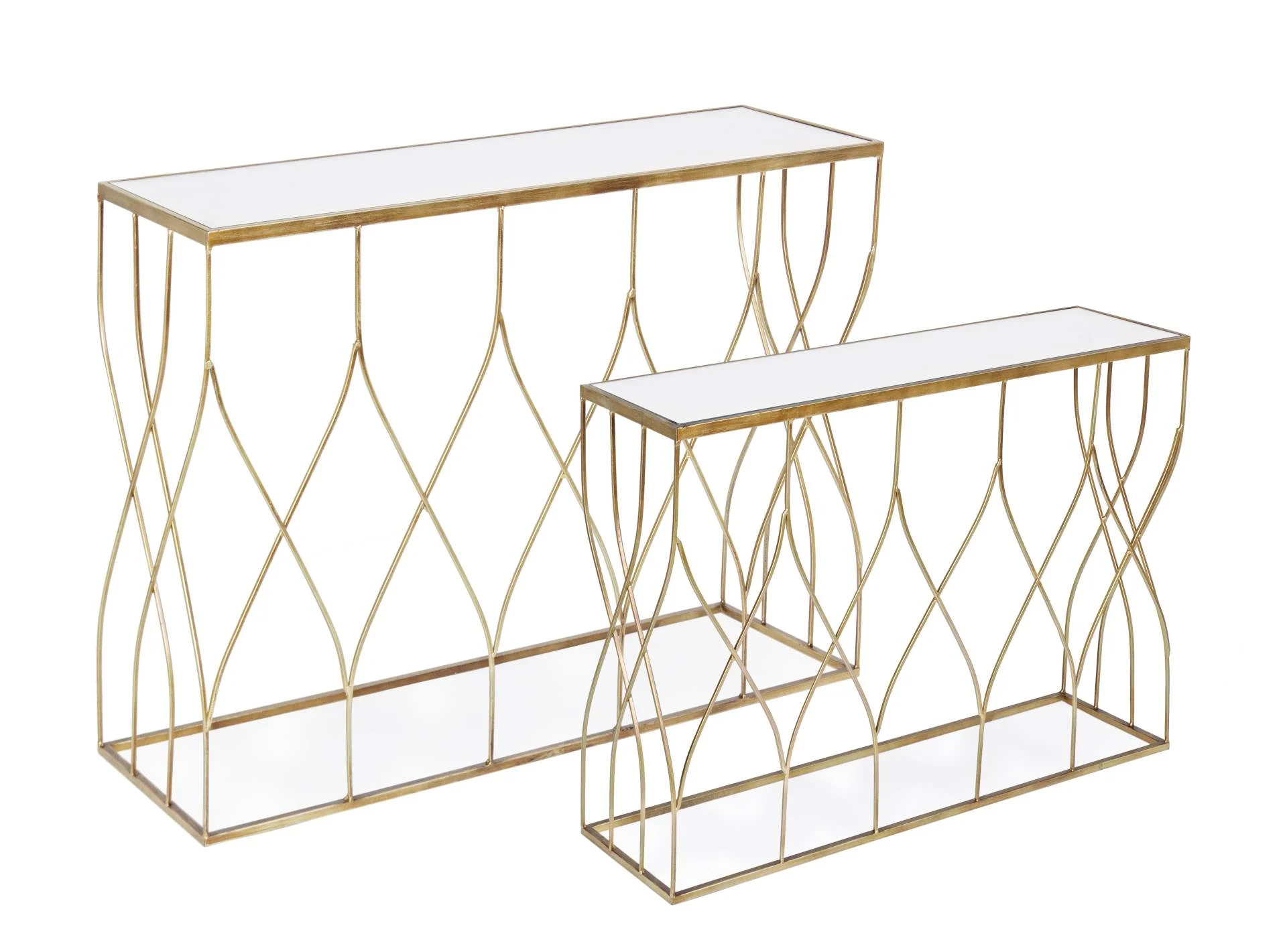 Konsole Elenor 2er-Set, Metall und Glas, modern, gold, vielseitig für Dein Zuhause