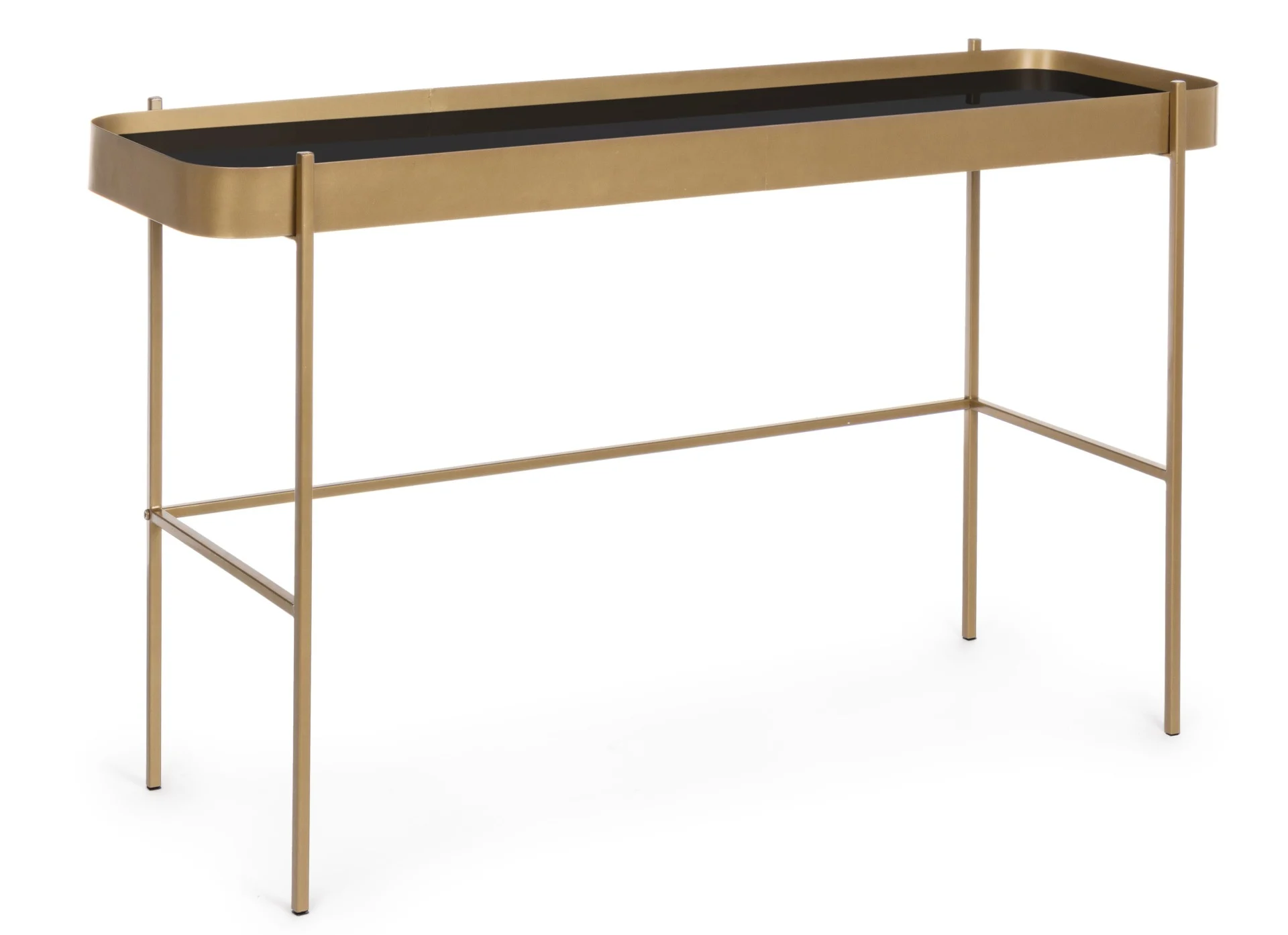 Konsole Rashida aus Metall und Glas, modern, gold-schwarz, 120 cm, elegantes Design