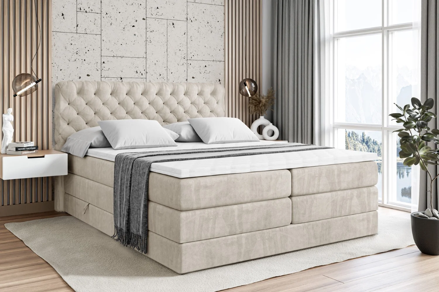 Boxspringbett BOXI8 KING Beige - Casablanca 2301 120x200 cm