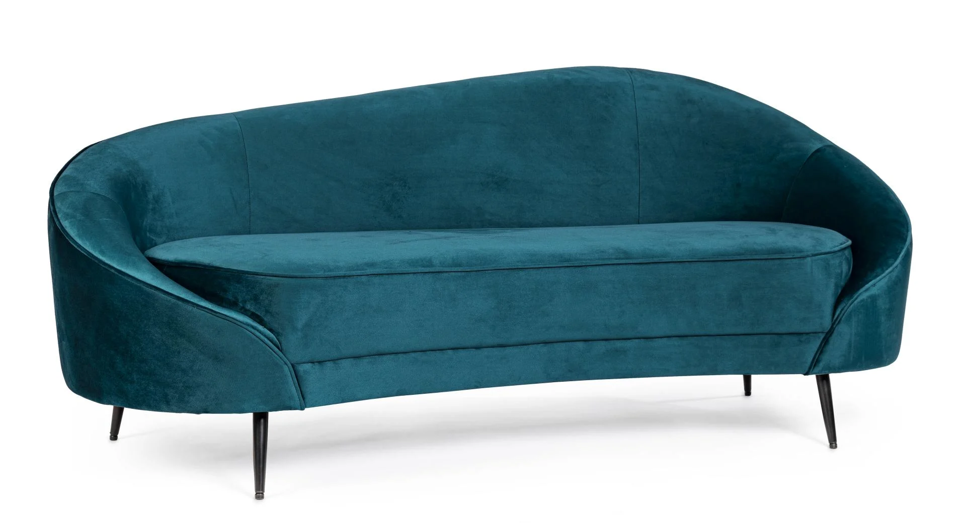 2-Sitzer Sofa Seraphin Samt-Optik, modern, blau, Metallgestell, bequem gepolstert