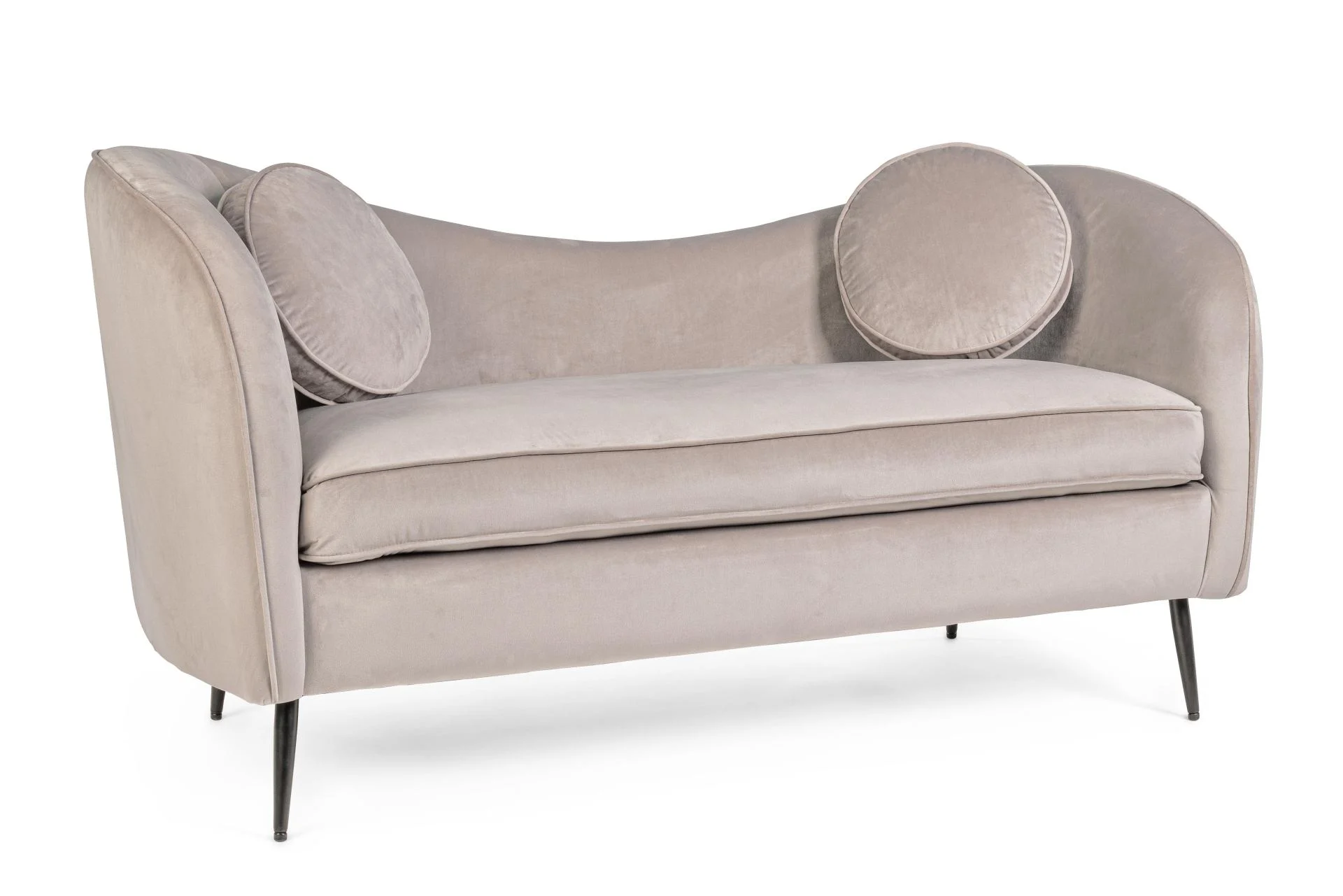 2-Sitzer Sofa Candis Samt-Optik, modern, hellgrau, Metallgestell, bequem gepolstert