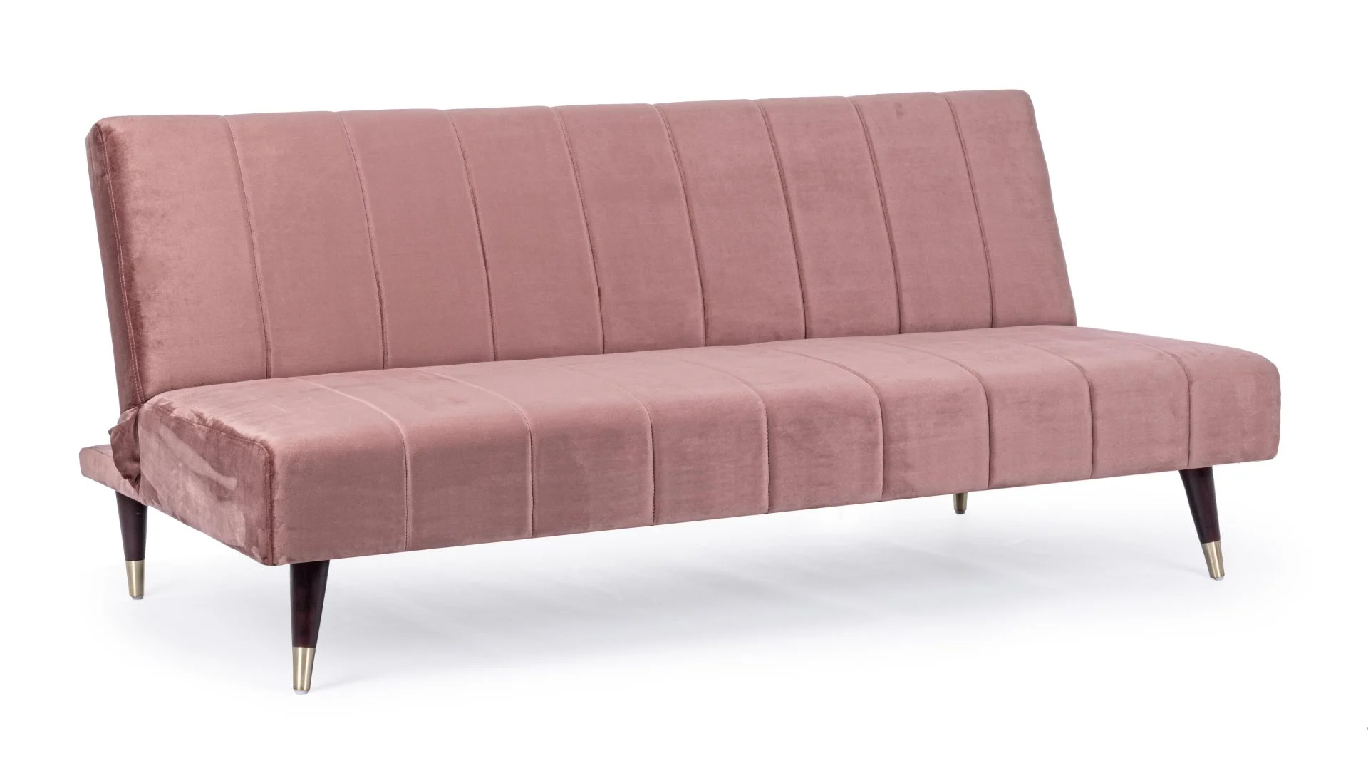 Schlafsofa Alma aus Samt, elegantes Design, rosa, gepolstert für 2–3 Personen, Metallgestell - Bizzotto