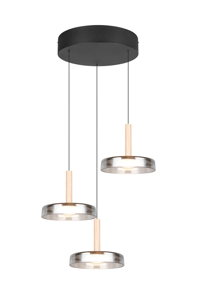 Trio Celeste Pendelleuchte LED Metall/Glas 3 Fassungen Dimmbar