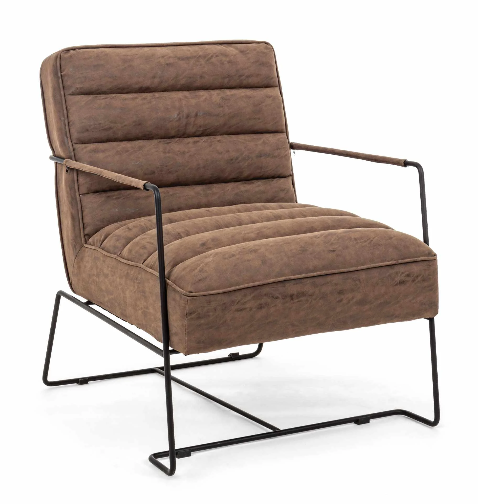 Sessel Brianna aus Kunstleder, modernes Design, Braun, gepolstert, Metallgestell - Bizzotto